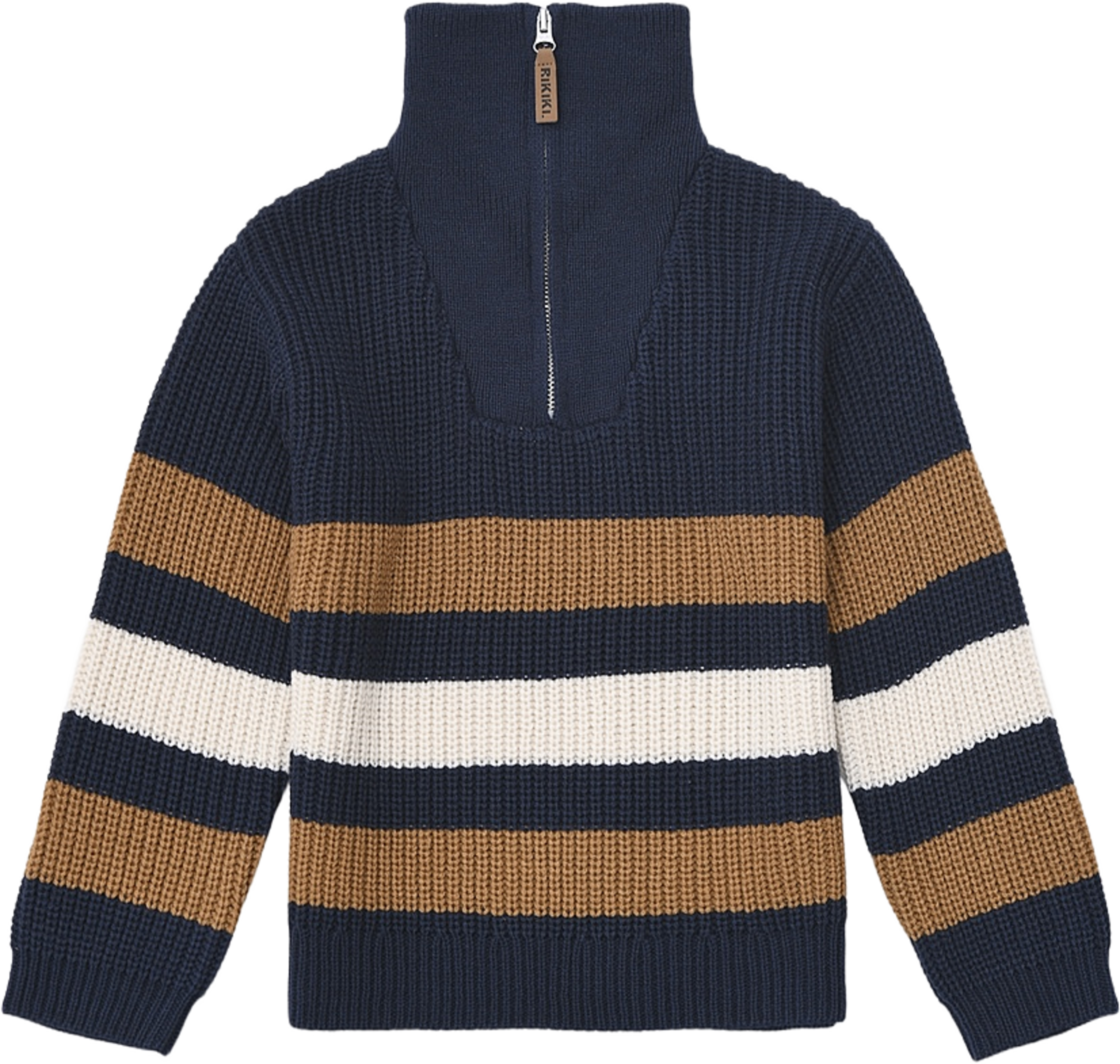 Stickad tröja med half-zip GRAHAM, från RIKIKI, i färgen Navy. Klicka för att öppna bilden i stort format