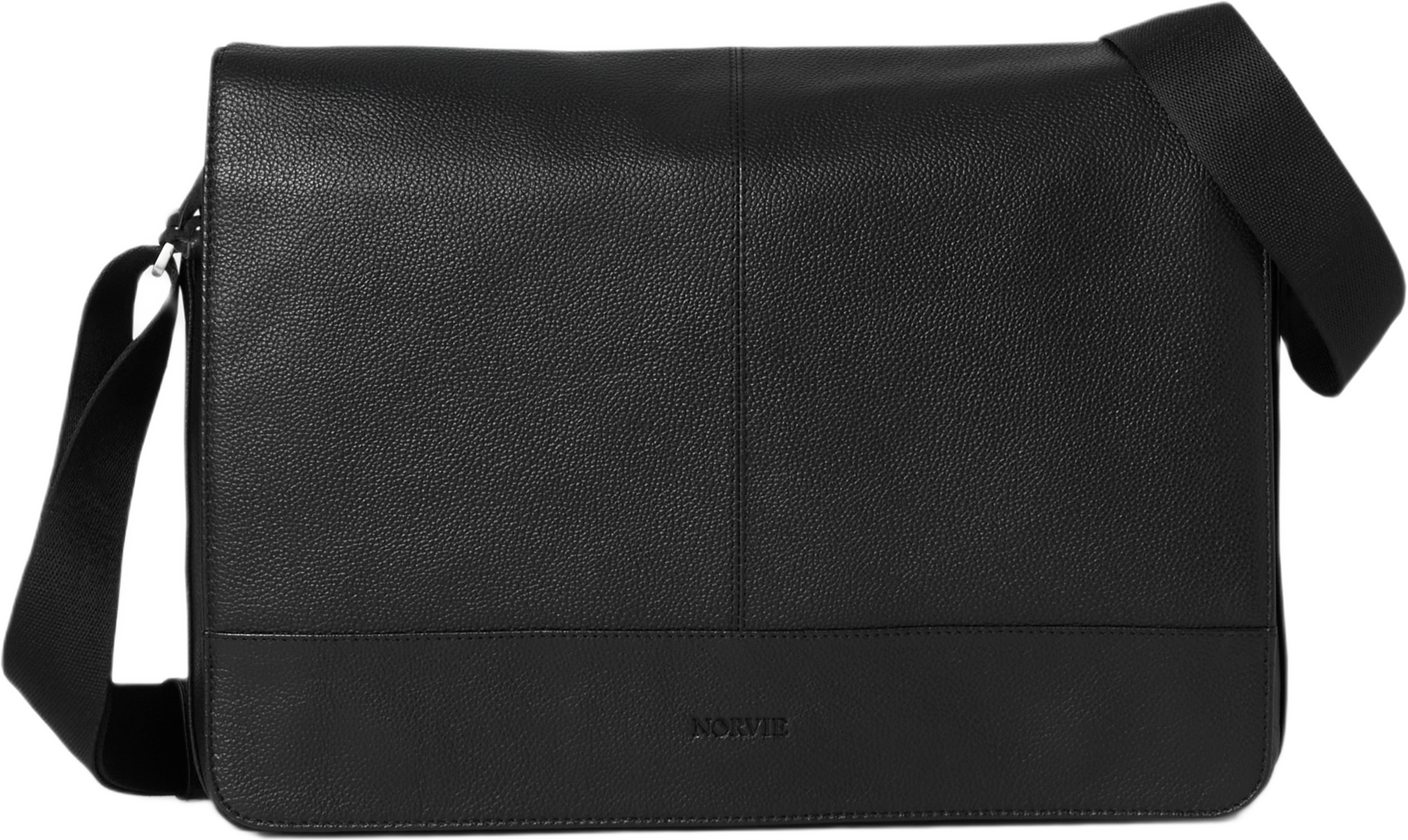 Messenger bag i skinn FREDRIK, från NORVIE, i färgen Black.