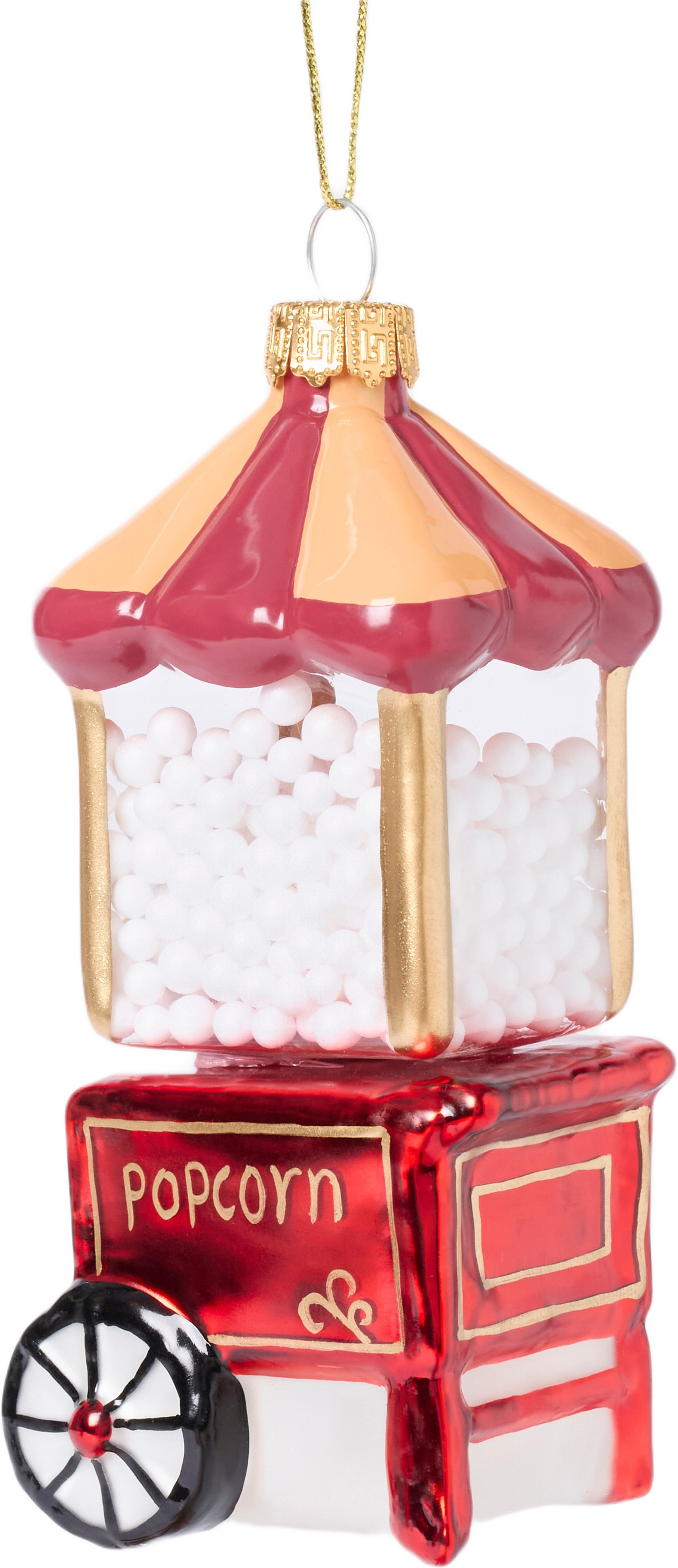 Julgranshänge i glas POPCORNMASKIN, från Åhléns Home, i färgen Red. Klicka för att öppna bilden i stort format