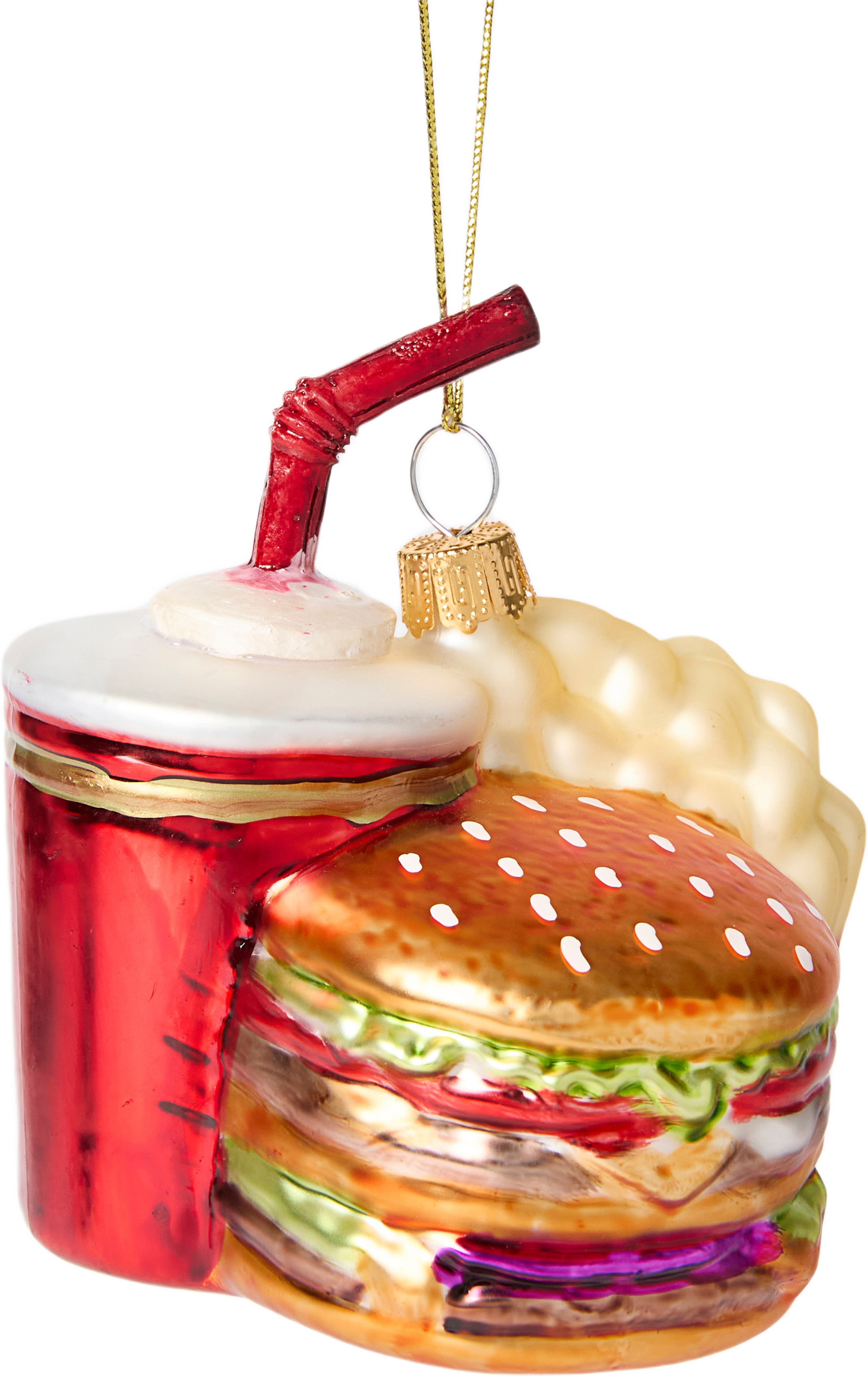 Julgranshänge i glas BURGER MEAL, från Åhléns Home, i färgen Multi. Klicka för att öppna bilden i stort format