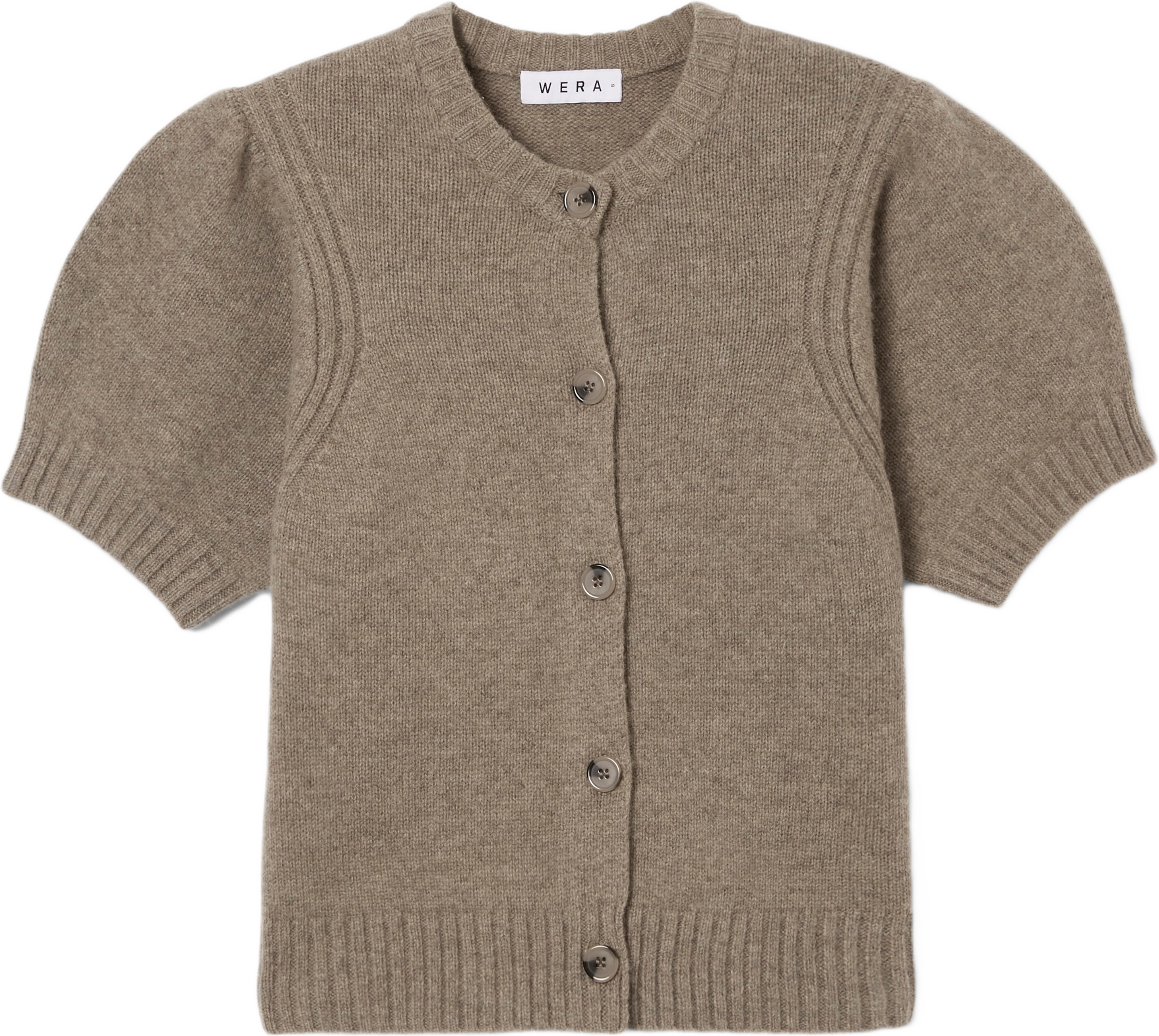 Cardigan i ull JOLIE, från Wera, i färgen Mole. Klicka för att öppna bilden i stort format