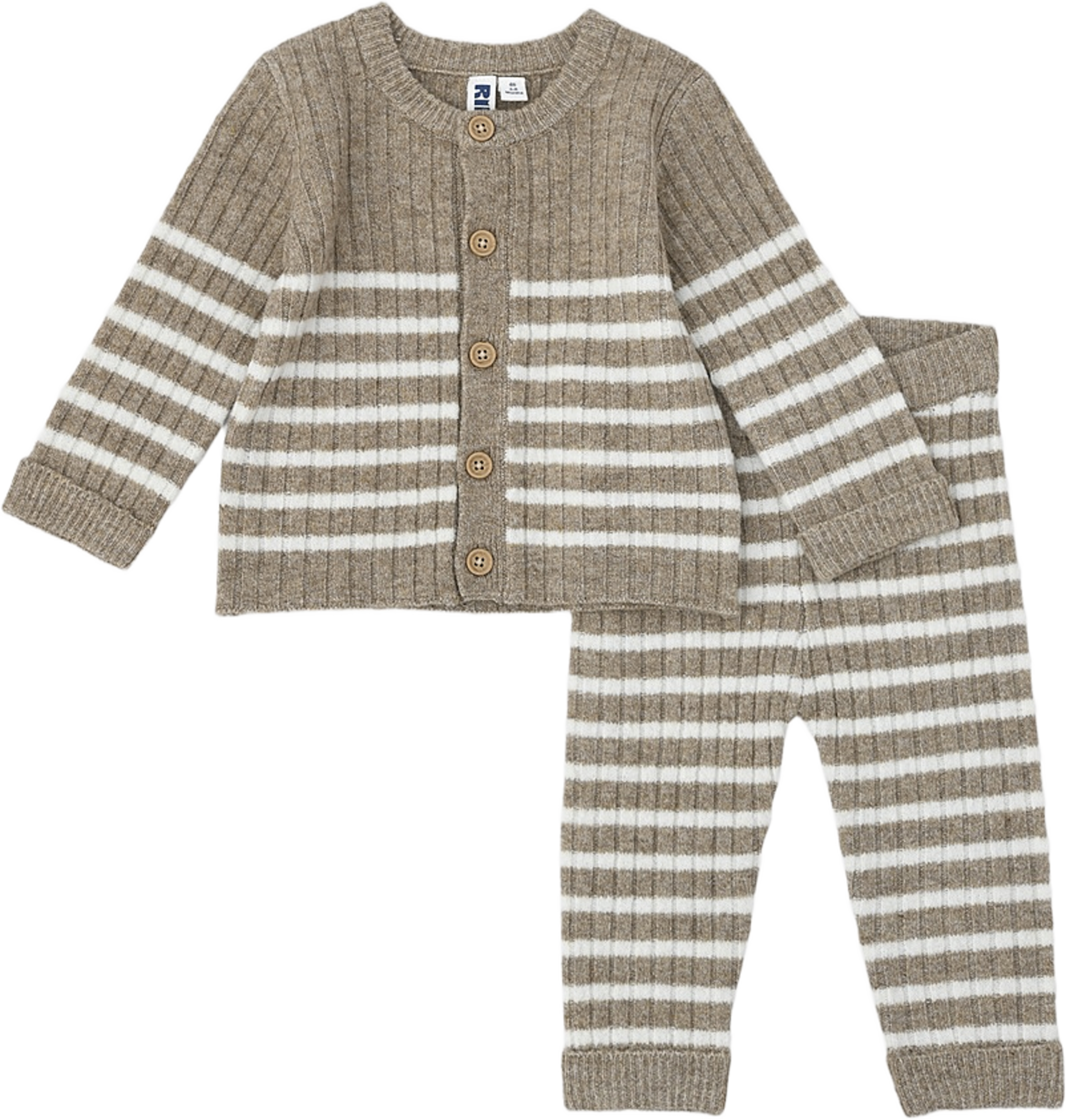 Randigt stickat set OAT, från RIKIKI, i färgen Beige. Klicka för att öppna bilden i stort format