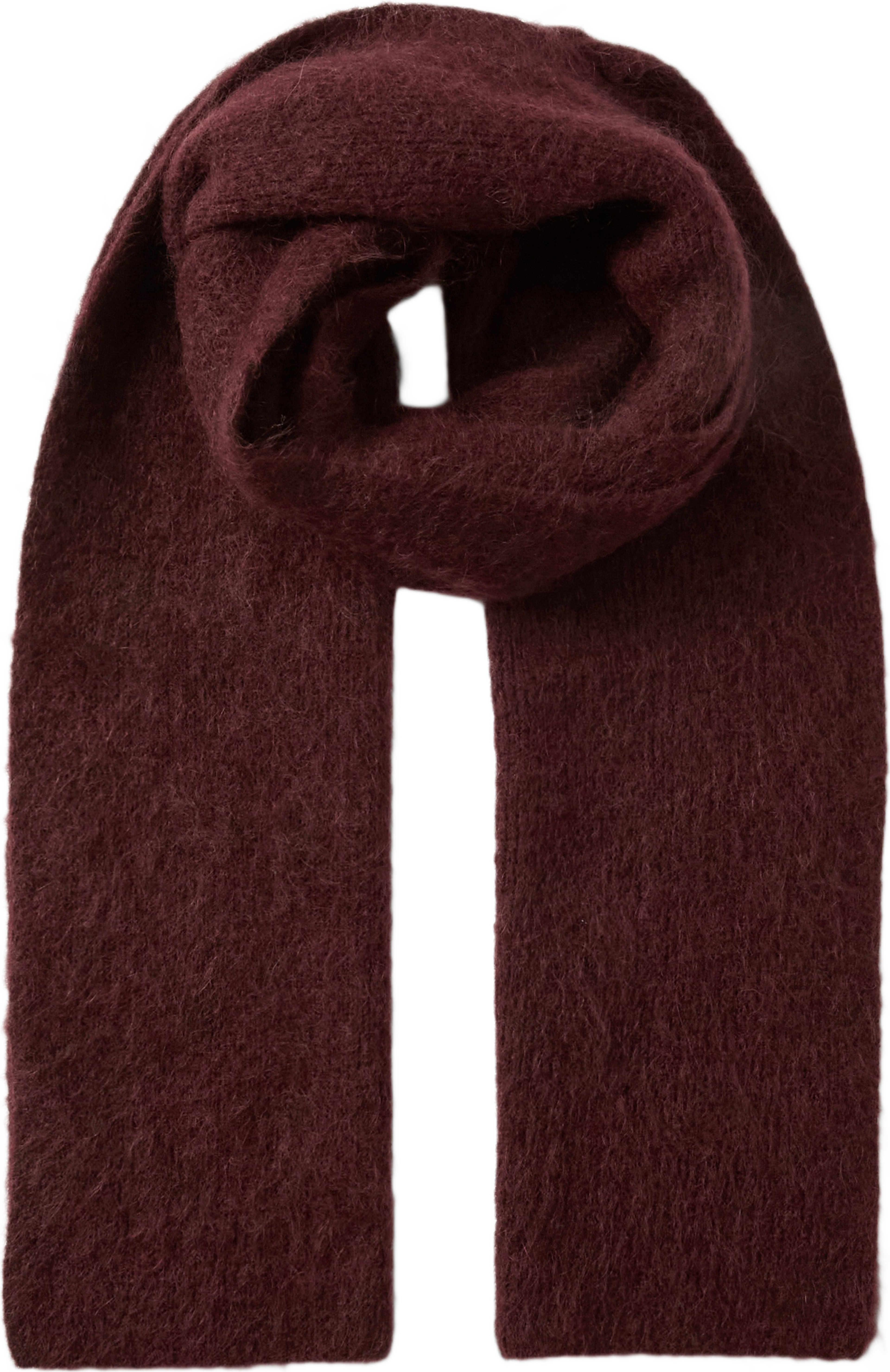 Halsduk i ull- och mohairmix BARBRO, från Wera, i färgen Wine Red.