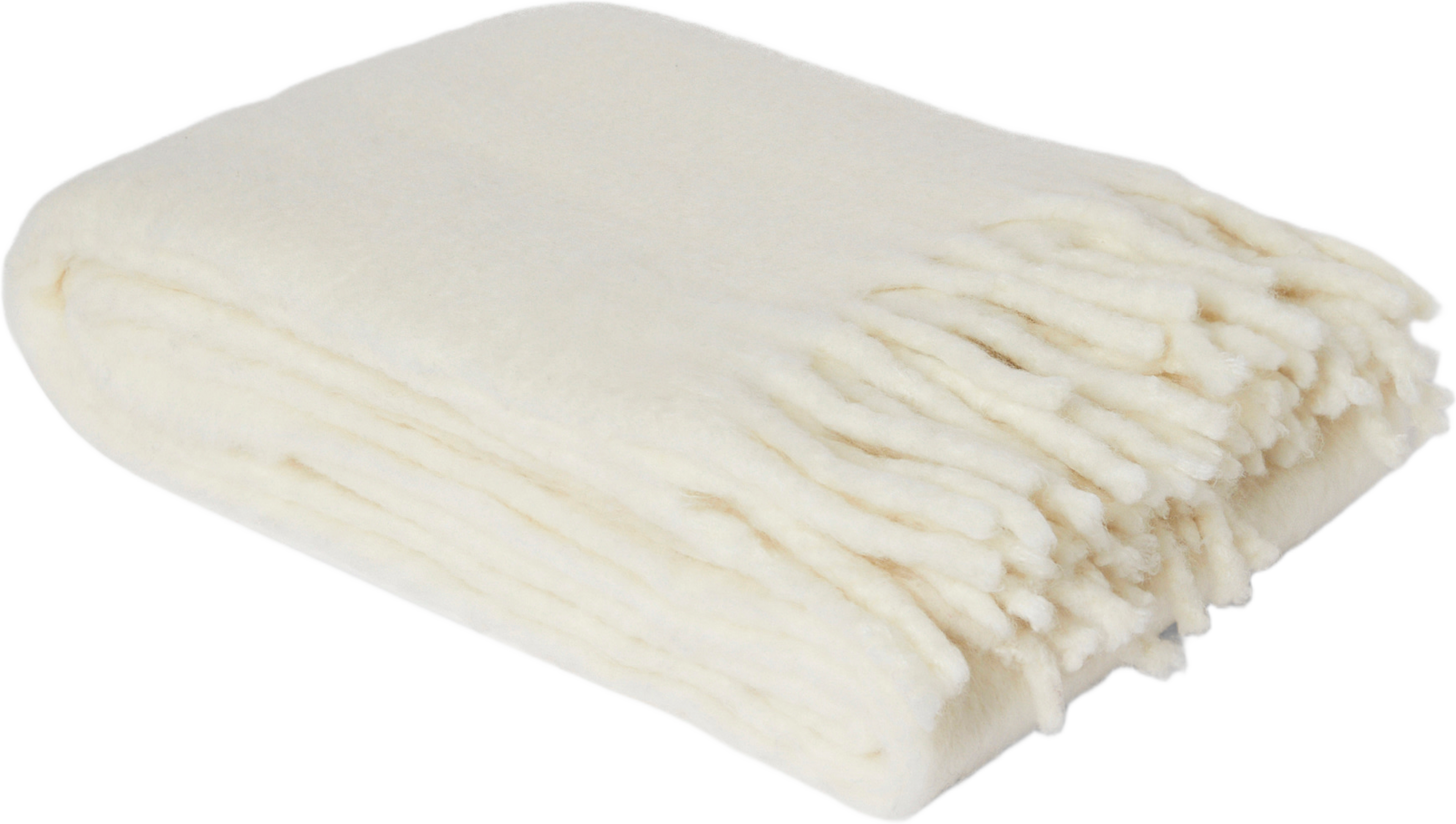 Enfärgad pläd i ullmix WOLFIE 130x170 cm, från Åhléns Home, i färgen Off White.