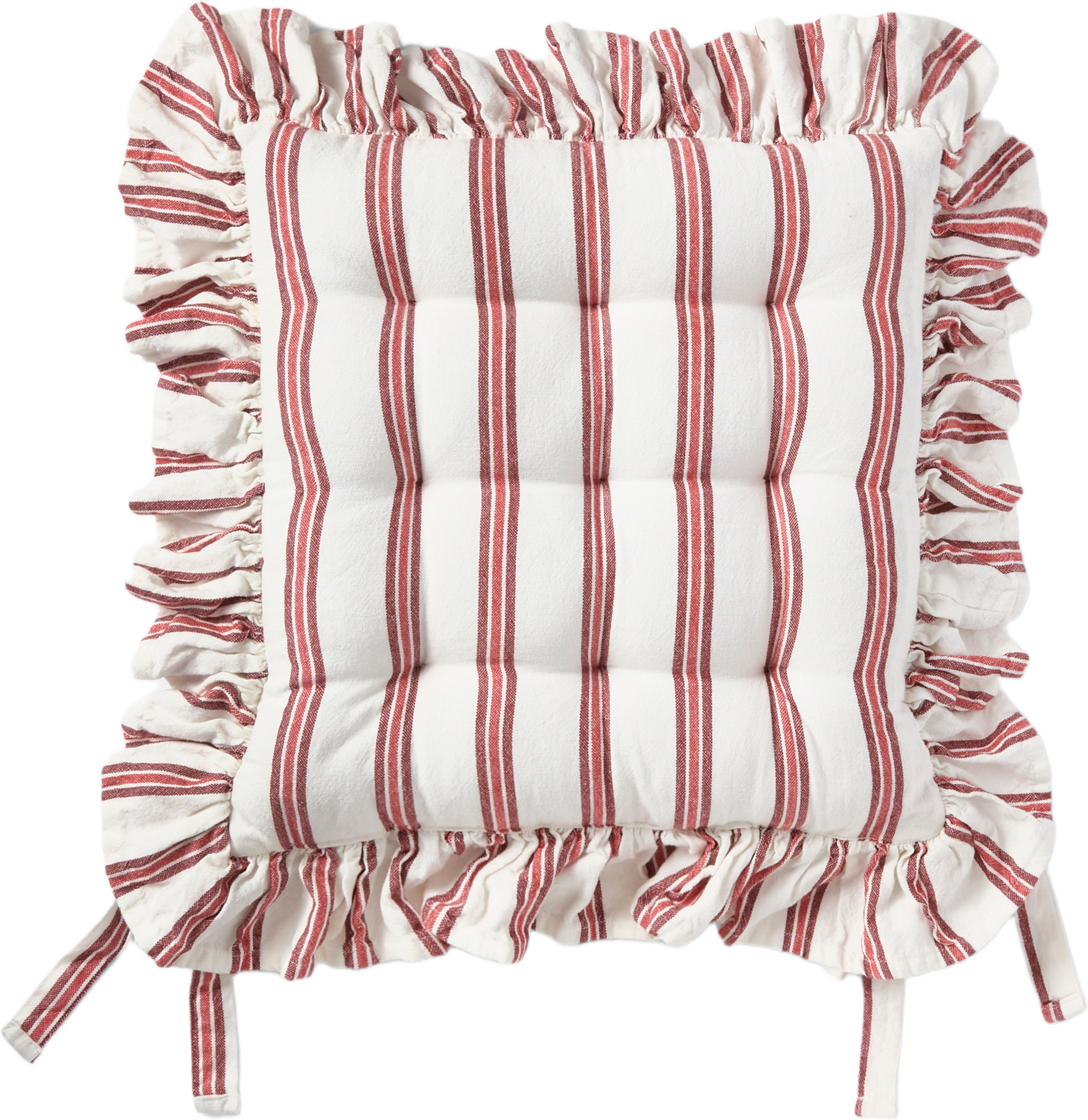 Sittdyna med volang EMMA 40x40 cm, från PORTOLINO LIVING, i färgen Red. Klicka för att öppna bilden i stort format
