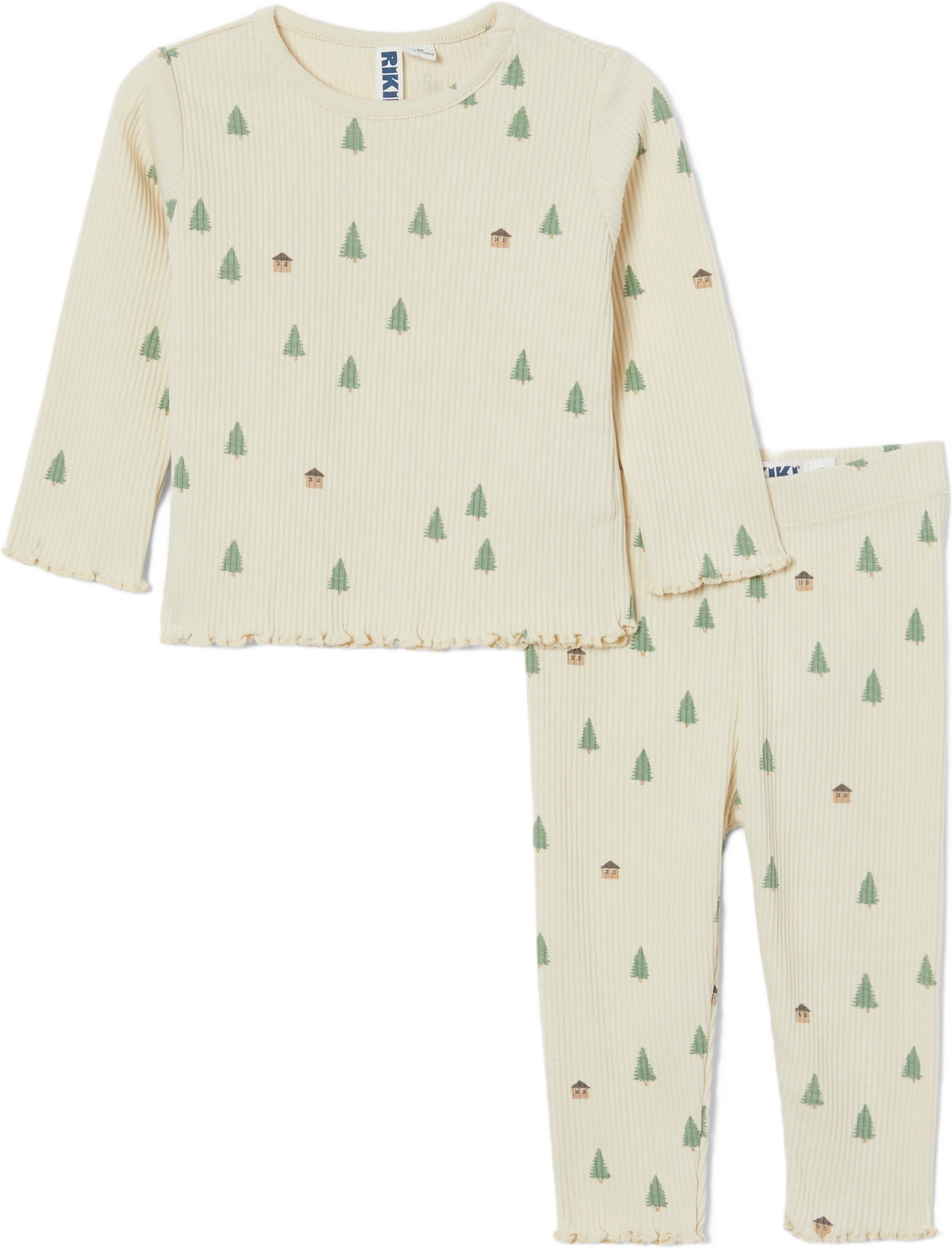 Ribbat set AMI, från RIKIKI, i färgen Green Print. Klicka för att öppna bilden i stort format