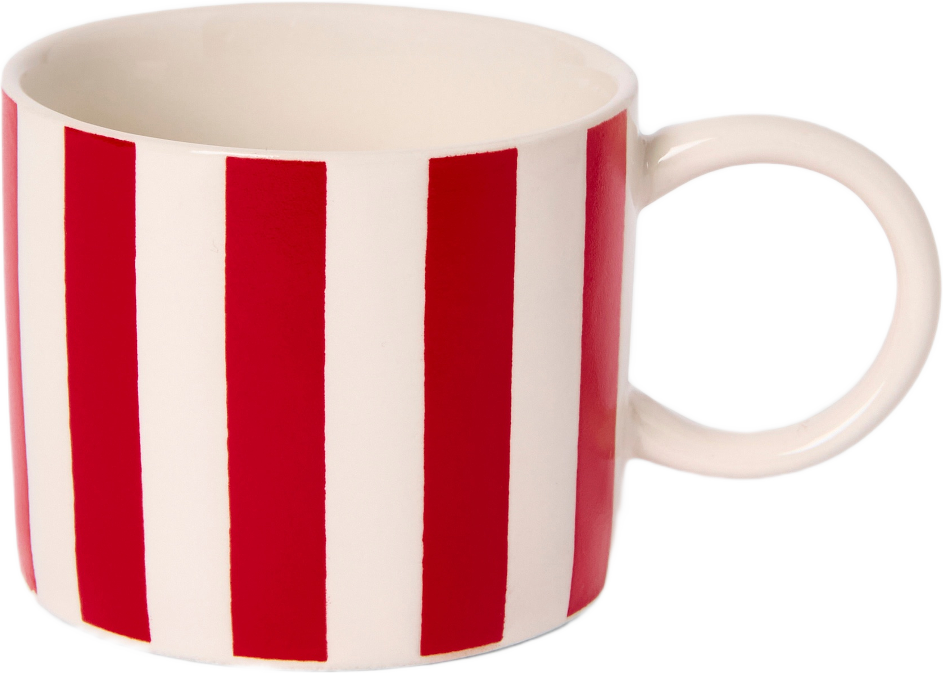 Mugg i stengods ADA Stripe 10 cl, från Åhléns Home, i färgen Red. Klicka för att öppna bilden i stort format