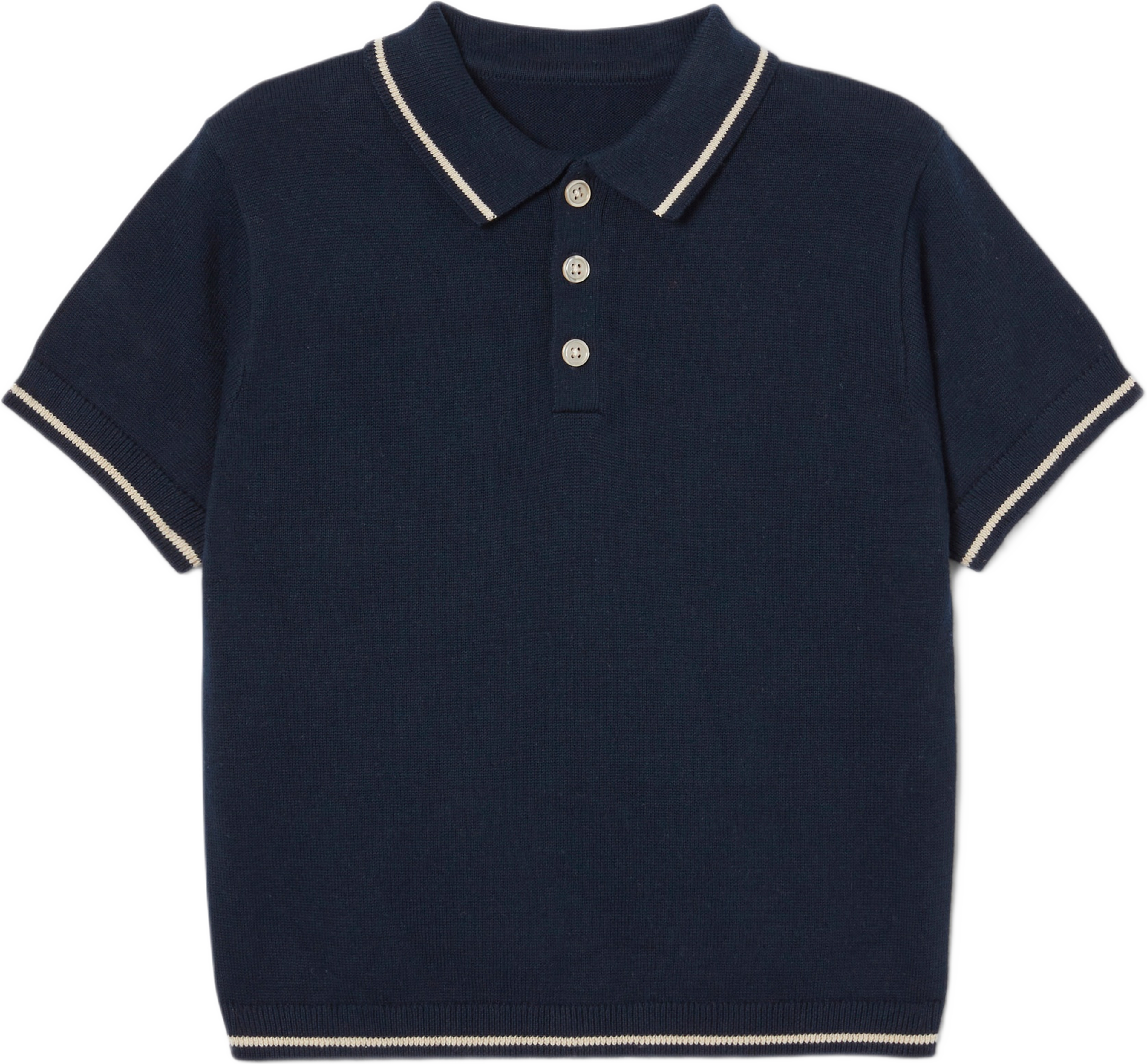 Finstickad pikétröja EUGENE, från RIKIKI, i färgen Navy. Klicka för att öppna bilden i stort format