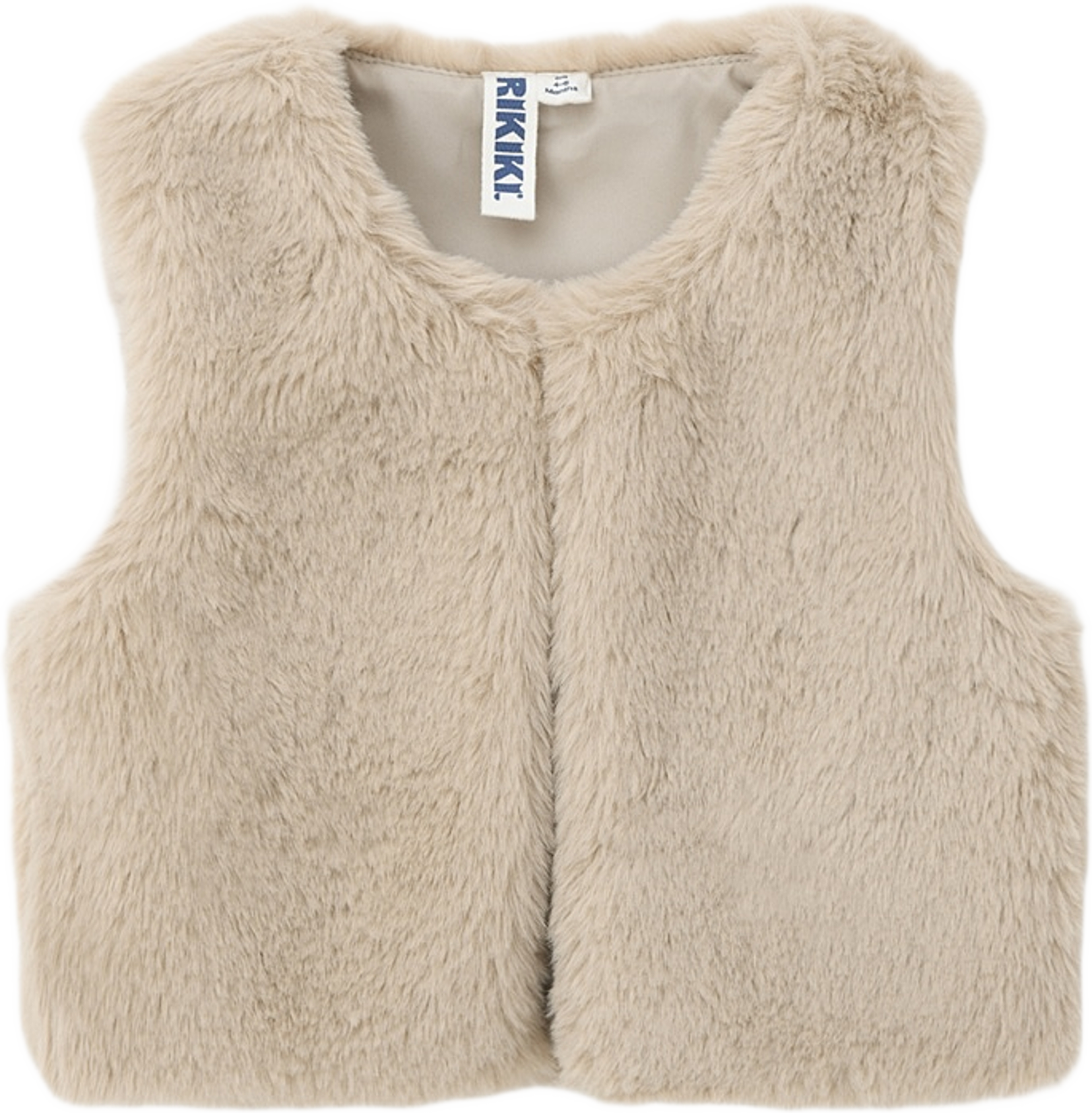 Babyväst i fuskpäls LOELLA, från RIKIKI, i färgen Off White. Klicka för att öppna bilden i stort format