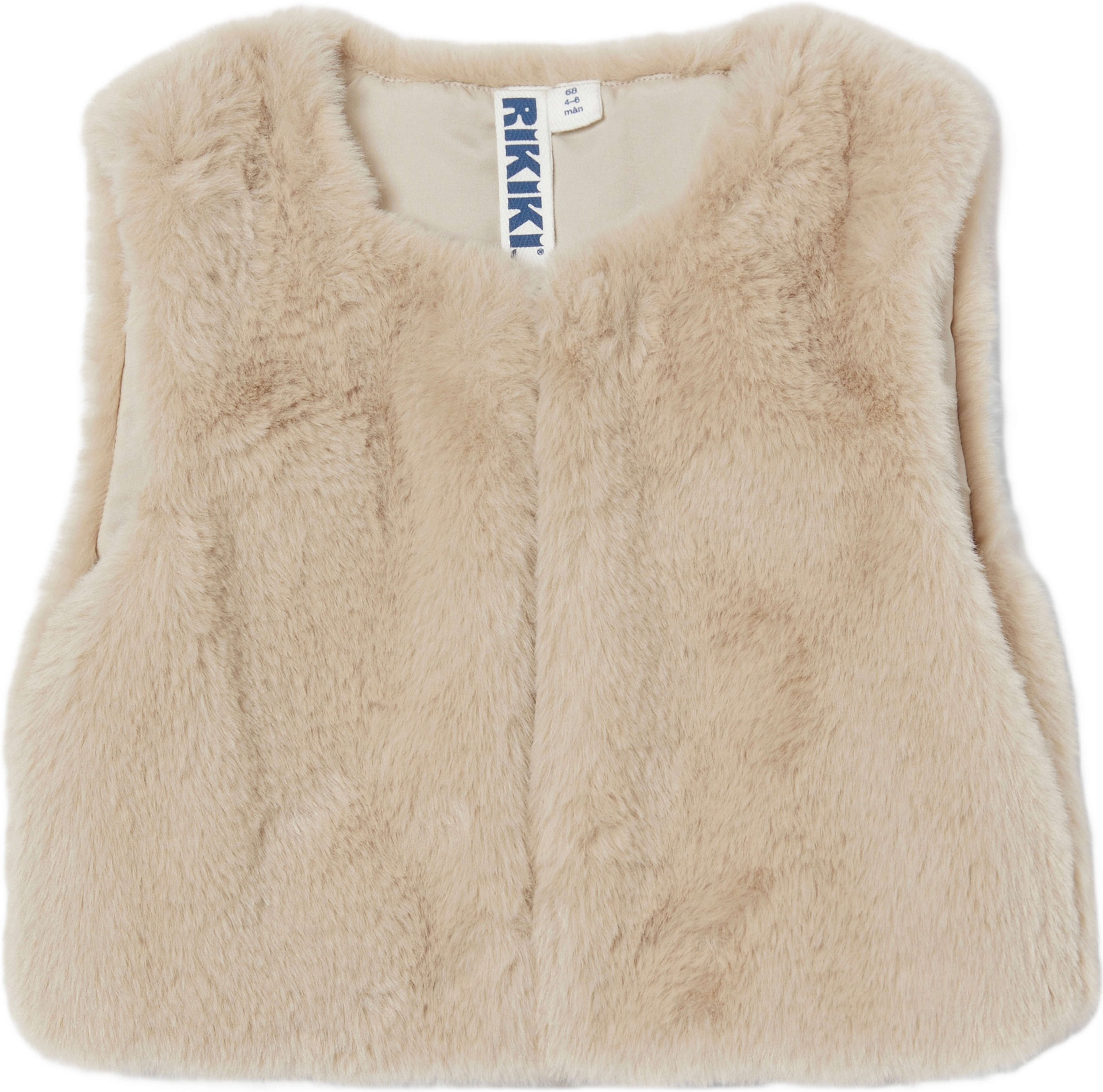 Babyväst i fuskpäls LOELLA, från RIKIKI, i färgen Off White. Klicka för att öppna bilden i stort format