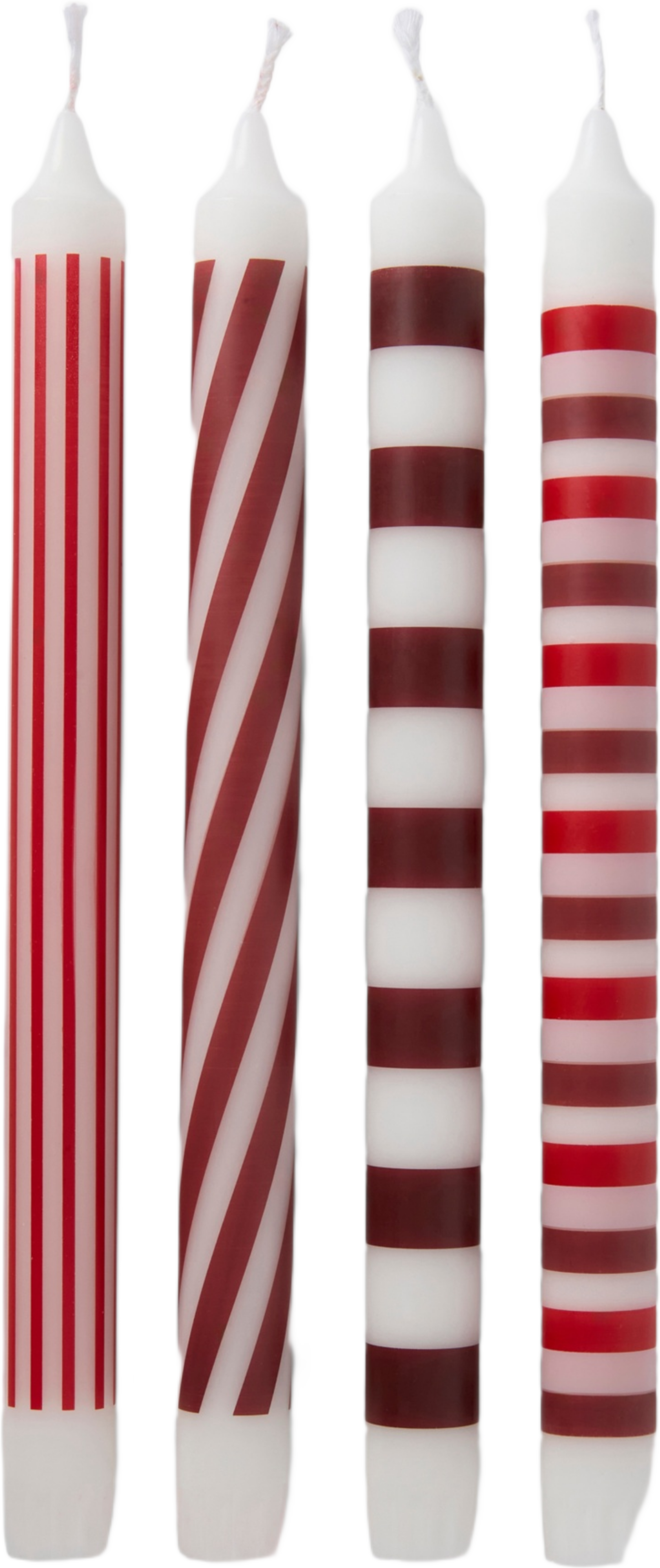 Randiga ljus 28 cm, 4-pack, från Åhléns Home, i färgen Red. Klicka för att öppna bilden i stort format