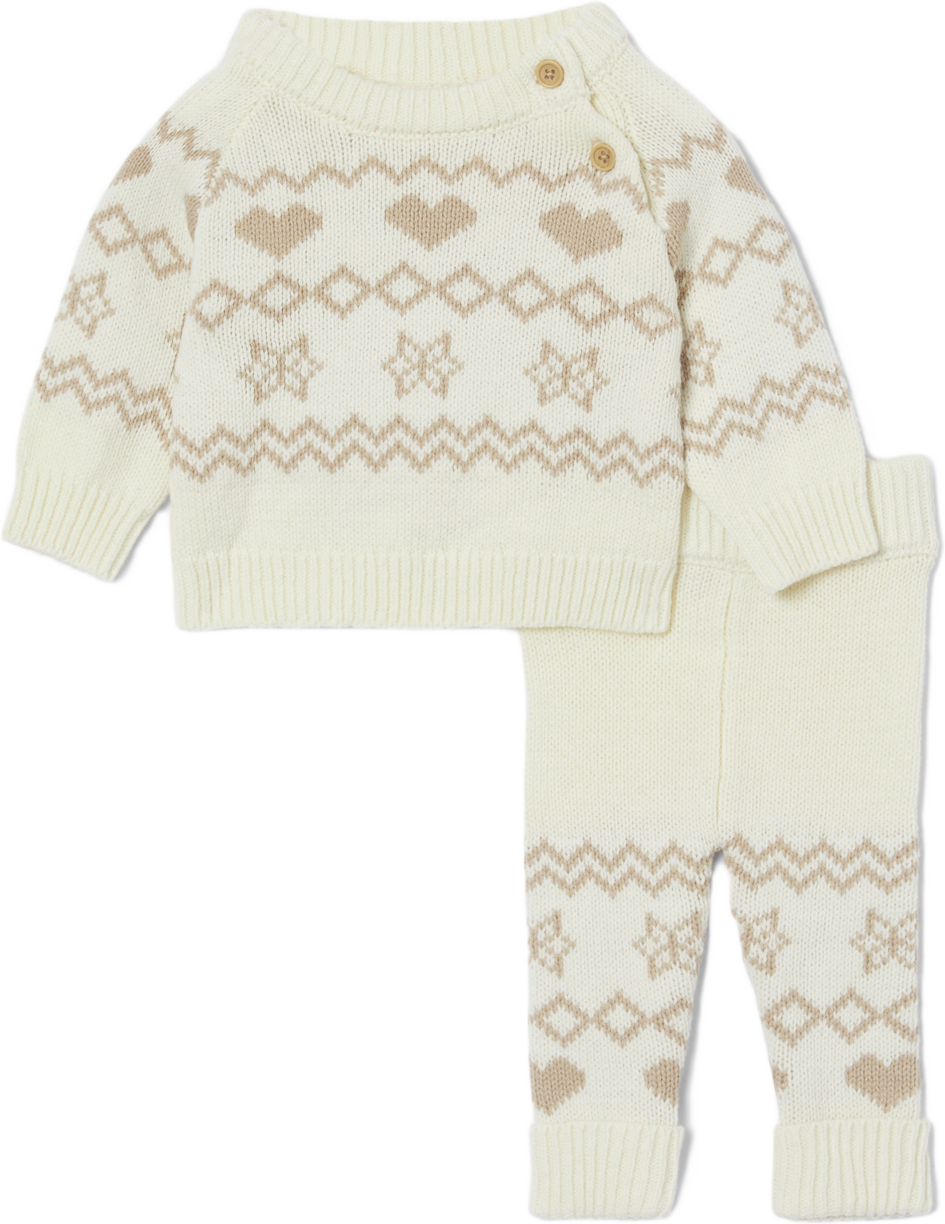 Stickat set OSCAR, från RIKIKI, i färgen Off White. Klicka för att öppna bilden i stort format