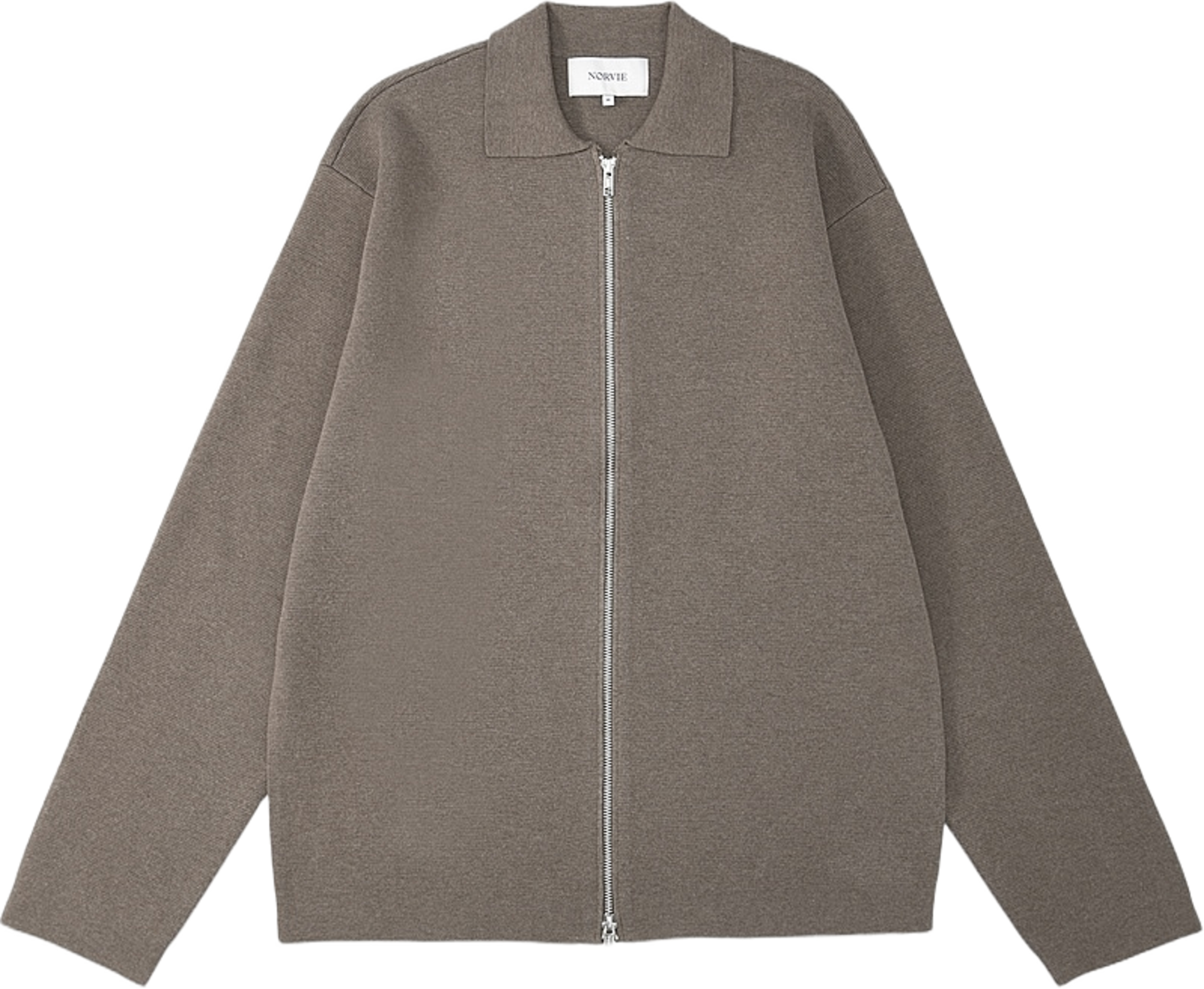 Cardigan med dubbelzip NICO, från NORVIE, i färgen Mole Mel. Klicka för att öppna bilden i stort format