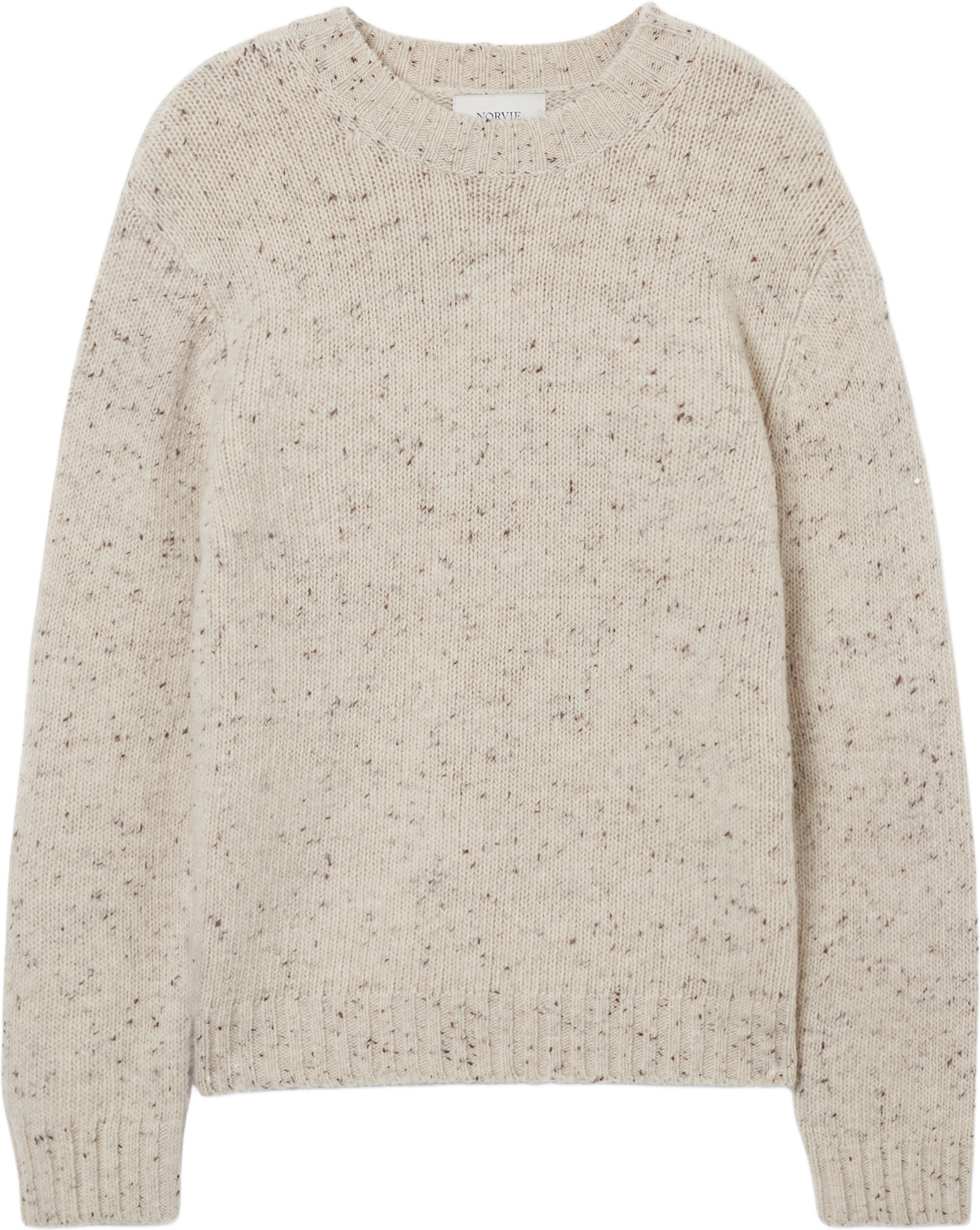 Tröja i ull och alpacka GUSTAF, från NORVIE, i färgen Beige Malange. Klicka för att öppna bilden i stort format