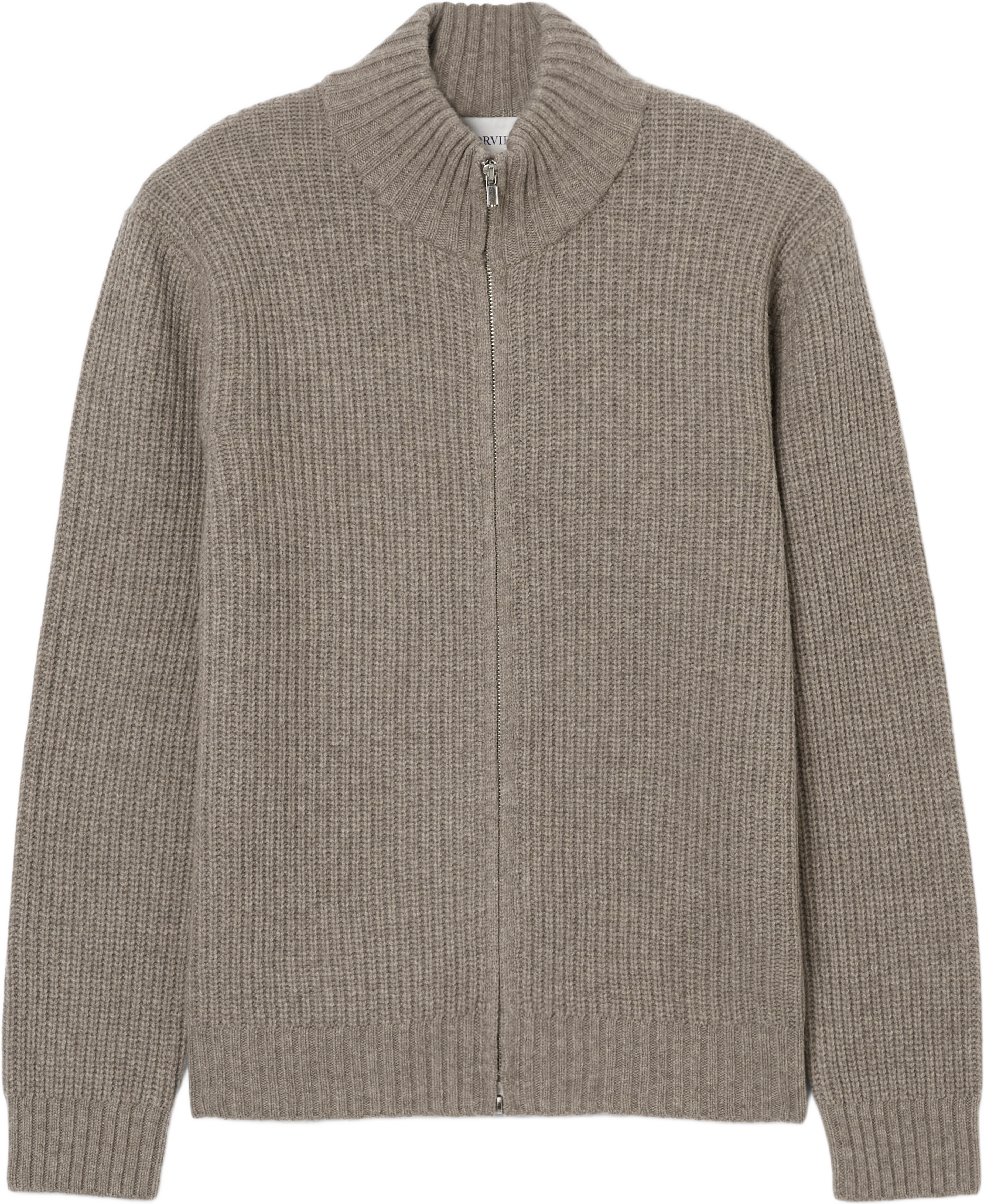 Ribbad ullcardigan NIKLAS, från NORVIE, i färgen Mole. Klicka för att öppna bilden i stort format