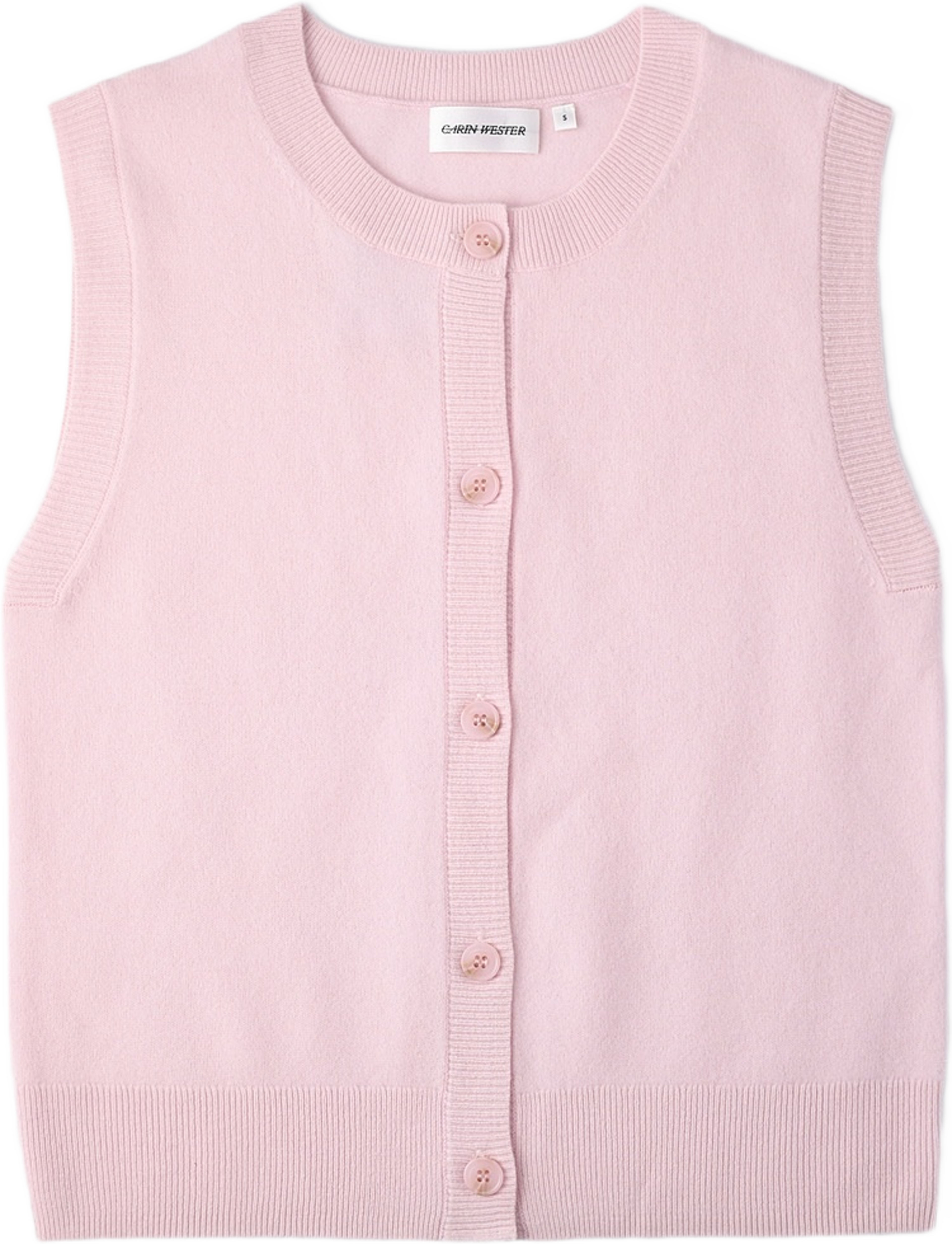 Stickad ullväst ENGLIS, från Carin Wester, i färgen Pink. Klicka för att öppna bilden i stort format