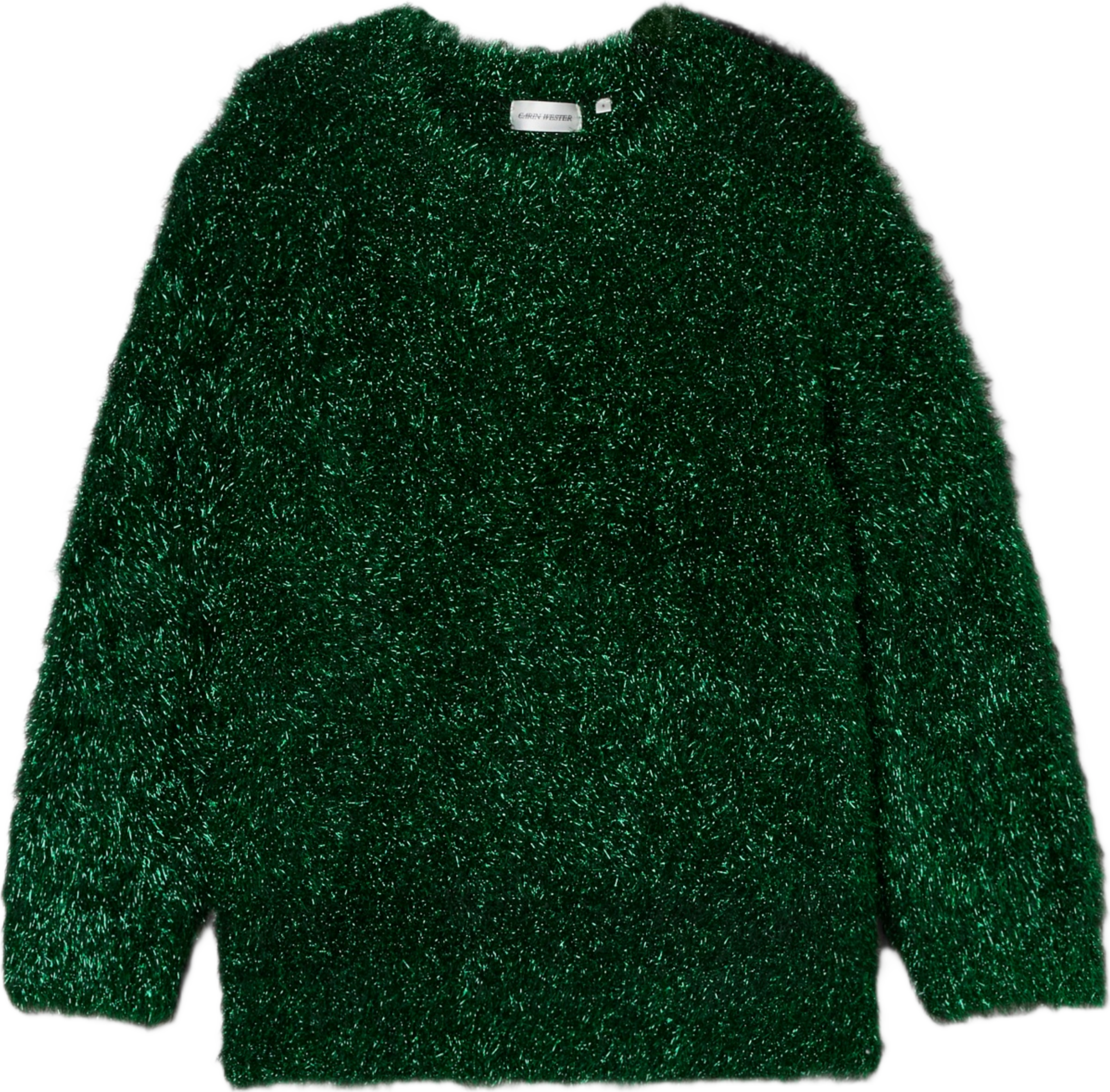 Lurvig glittertröja ELVA, från Carin Wester, i färgen Green Metallic. Klicka för att öppna bilden i stort format