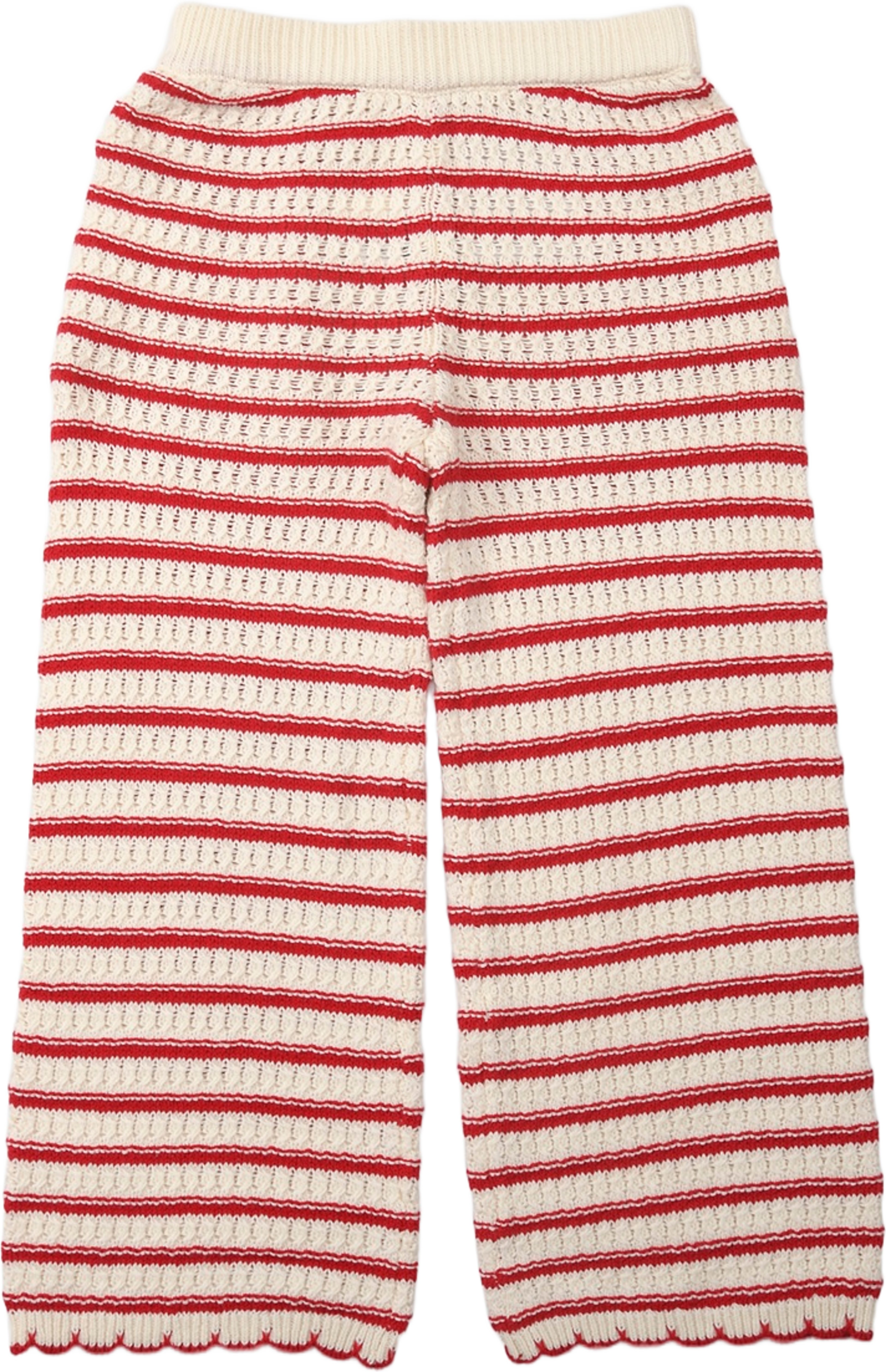 Hålstickade byxor BEATA, från RIKIKI, i färgen Red Stripe. Klicka för att öppna bilden i stort format