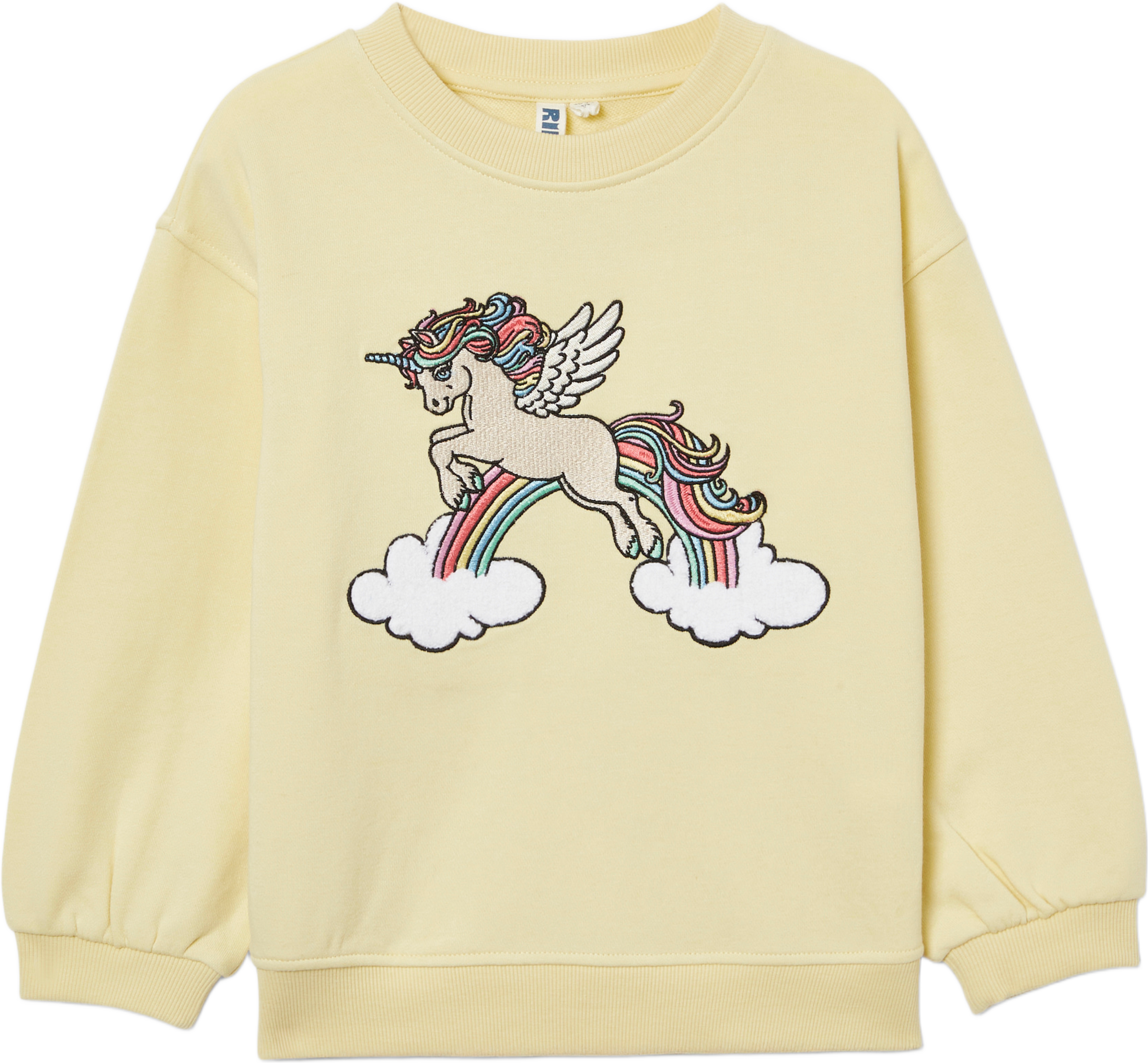 Collegetröja med frottémotiv NICE, från RIKIKI, i färgen Yellow. Klicka för att öppna bilden i stort format