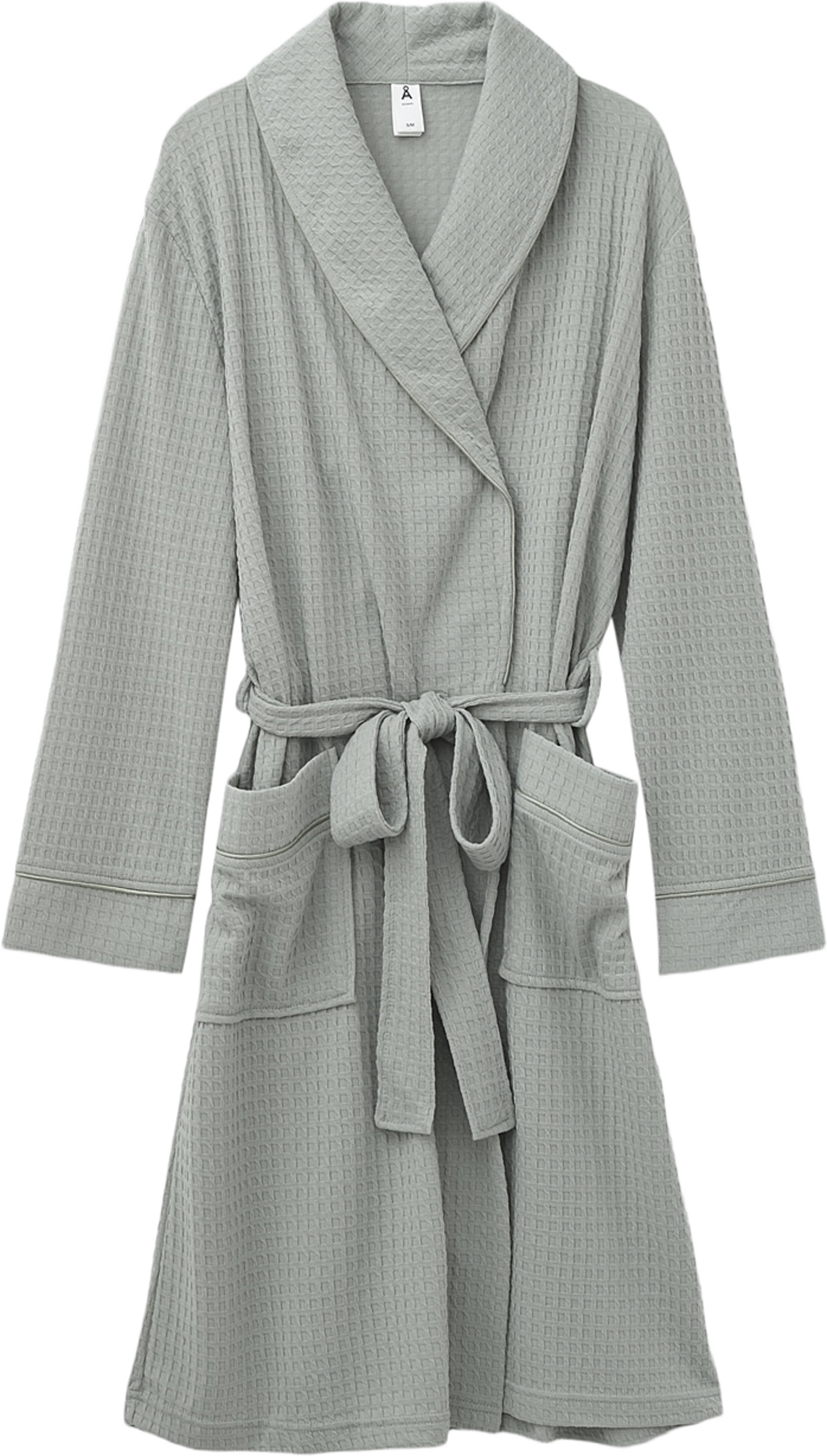 Våfflad morgonrock SELMA, från Å WOMAN, i färgen Light Green. Klicka för att öppna bilden i stort format