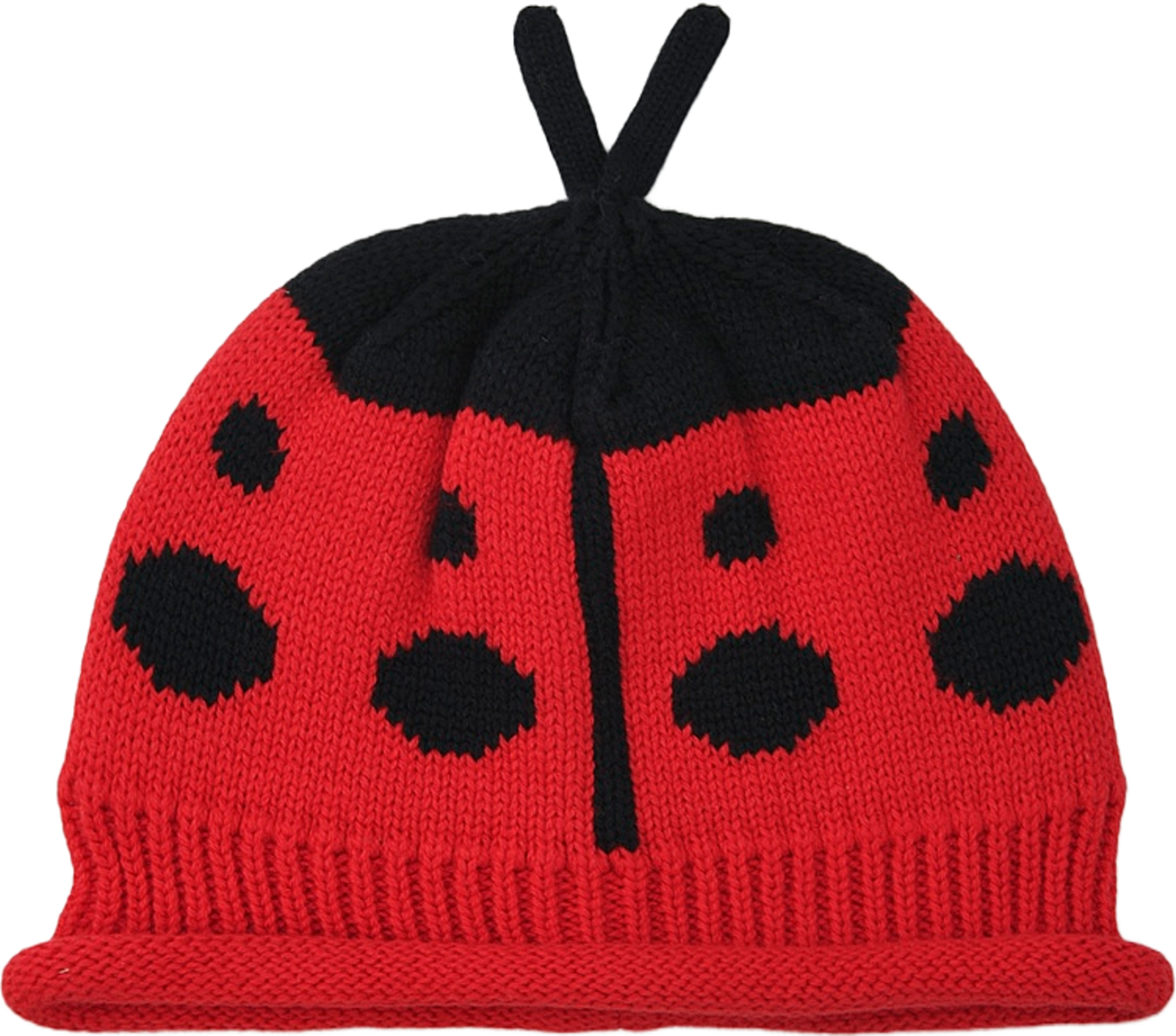 Stickad jordgubbsmössa STRAWBERRY, från RIKIKI, i färgen Ladybug Red. Klicka för att öppna bilden i stort format