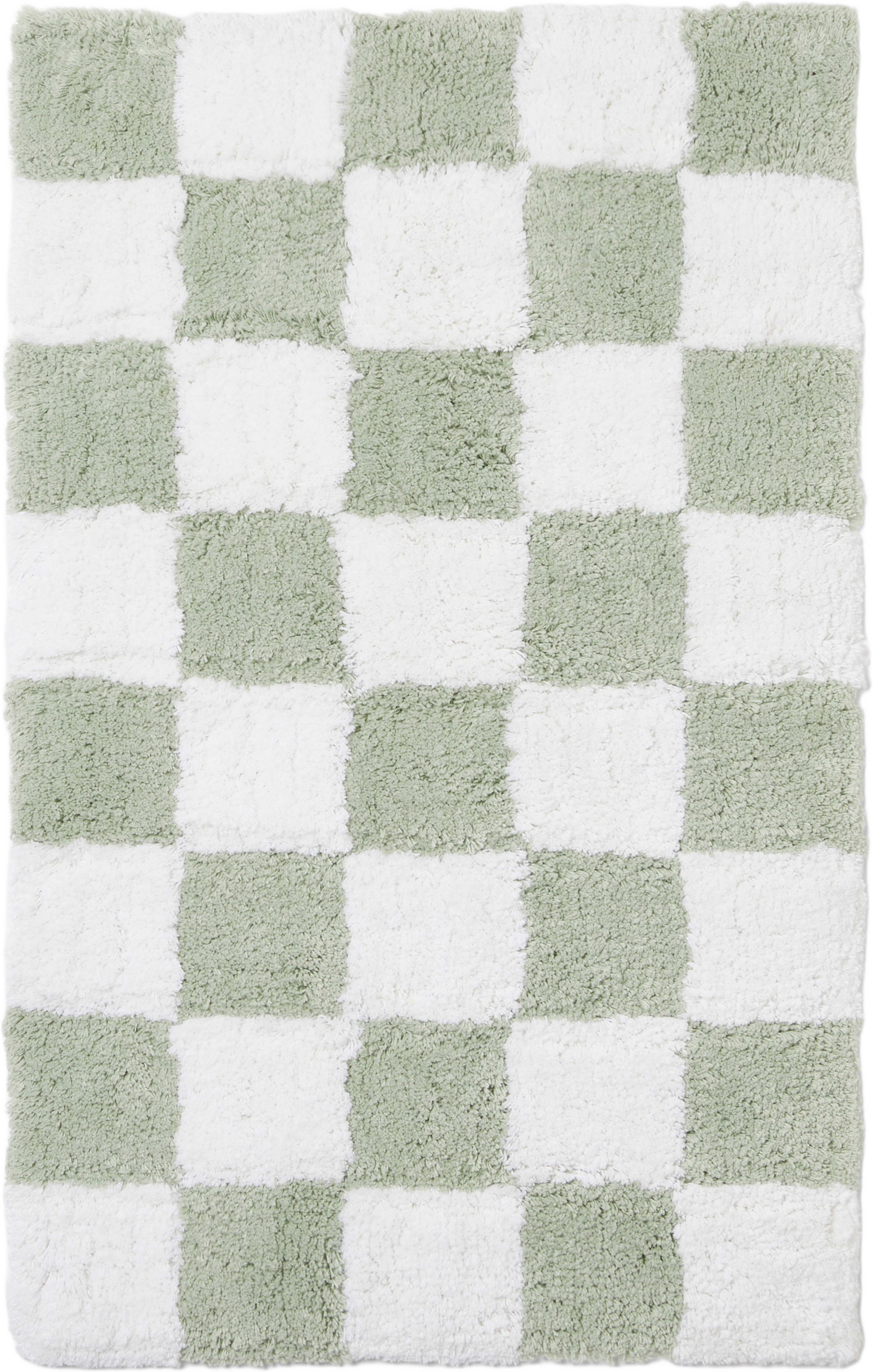 Badrumsmatta RUT 50x80 cm, från Åhléns Home, i färgen Green Check. Klicka för att öppna bilden i stort format