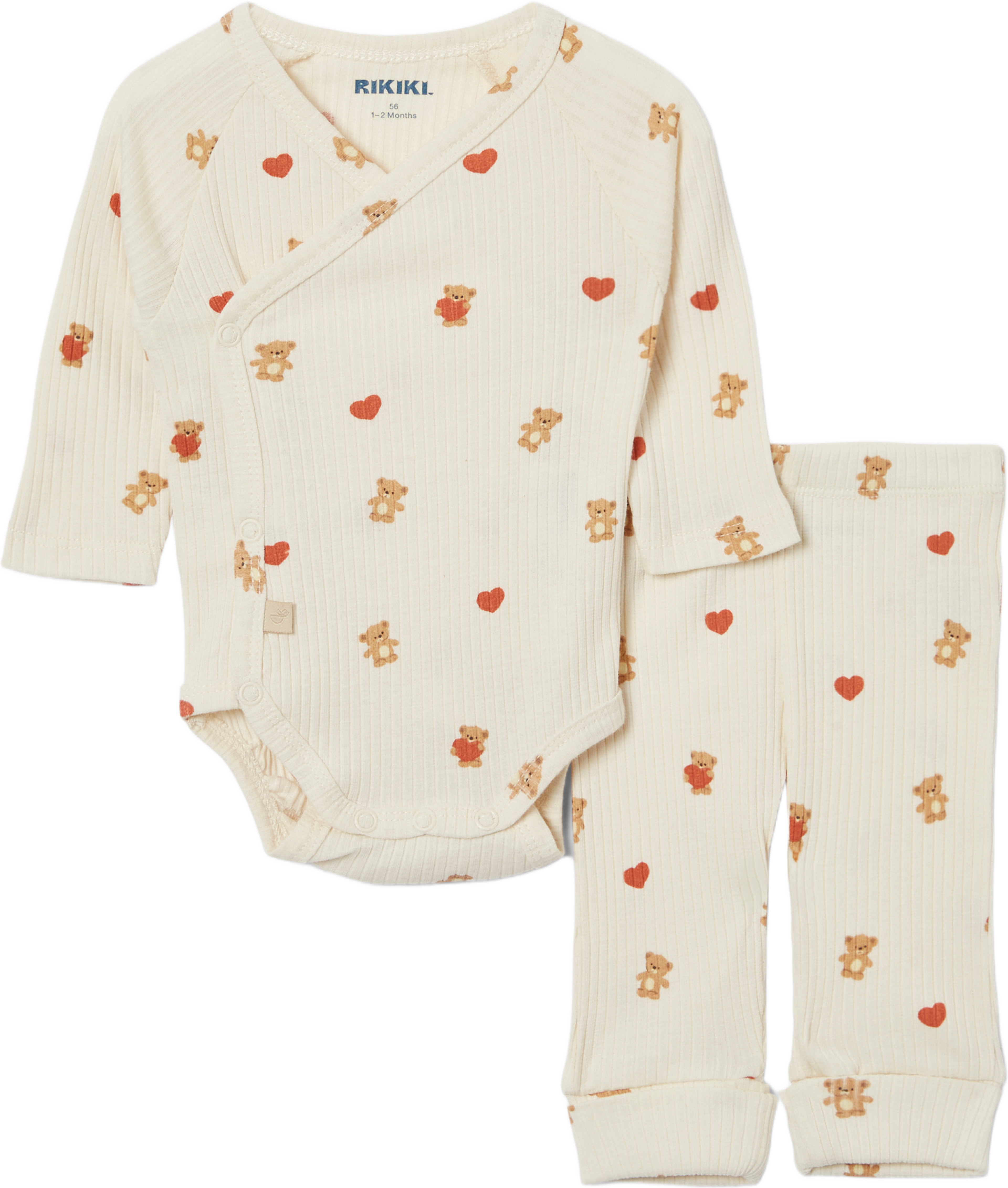 Ribbat set LOVE, från RIKIKI, i färgen Bearprint Aop. Klicka för att öppna bilden i stort format