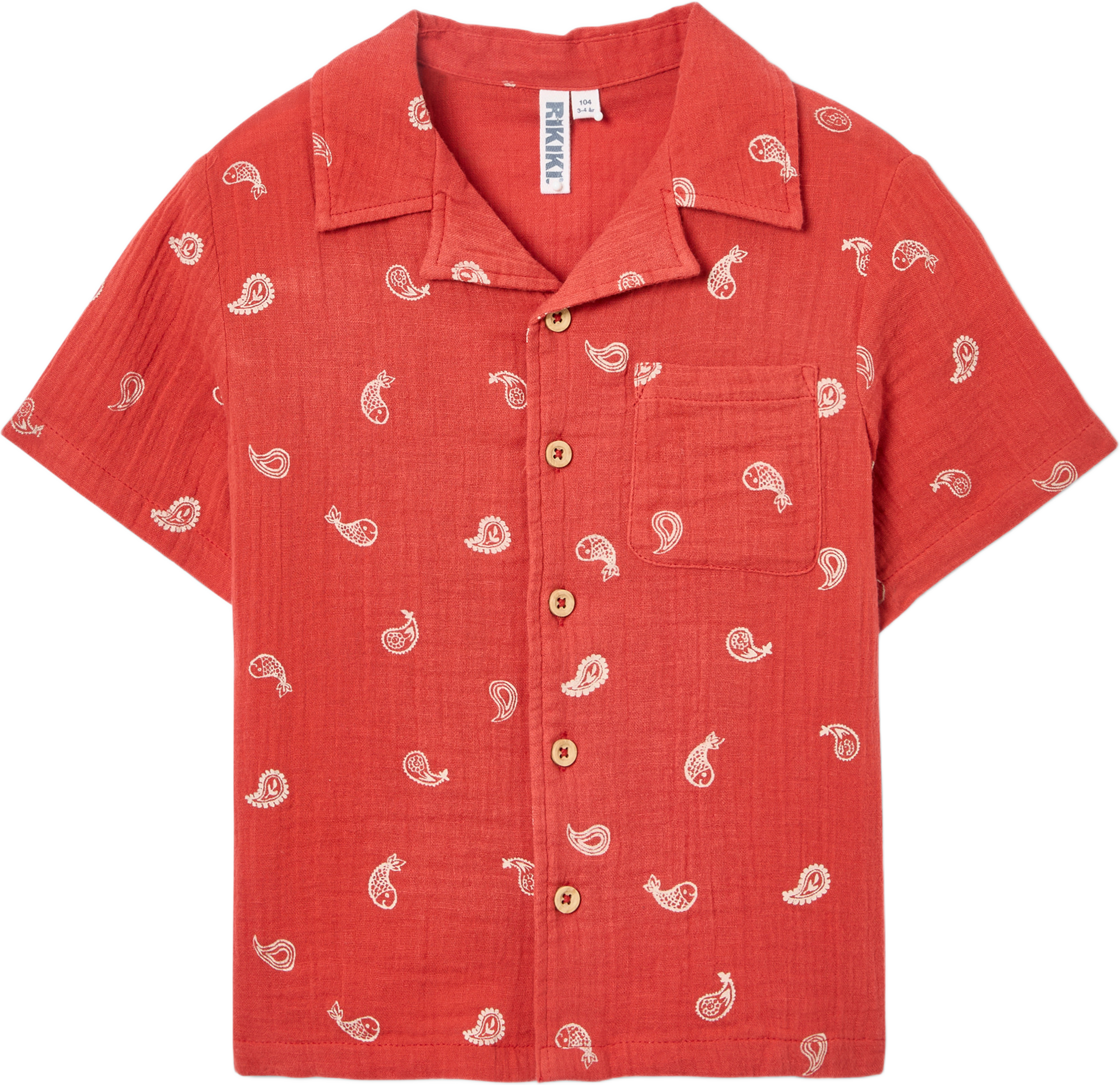 Krinklad skjorta IVY, från RIKIKI, i färgen Red. Klicka för att öppna bilden i stort format