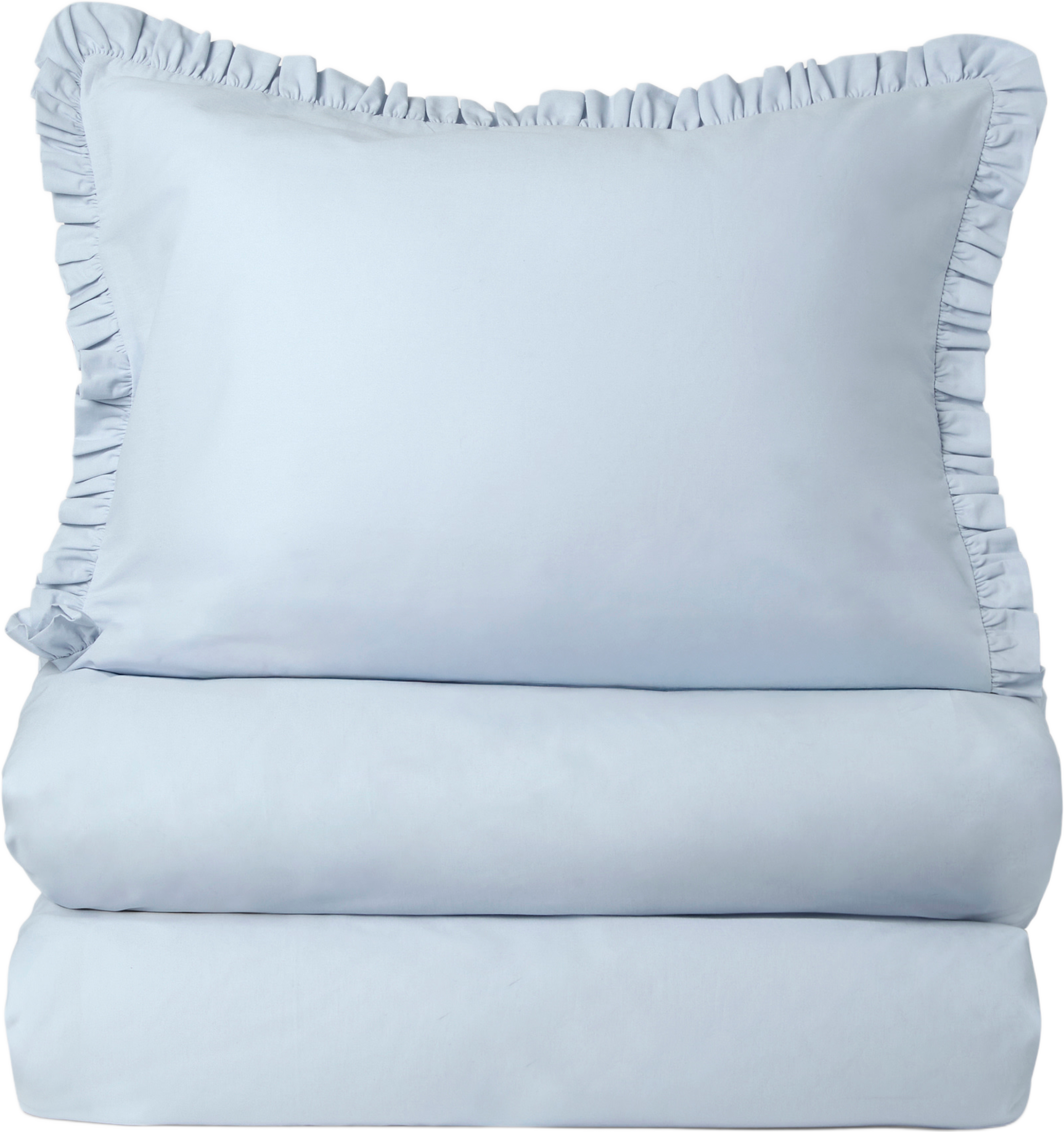 Bäddset FRILL 150x210 cm, från Åhléns Home, i färgen Lt Blue. Klicka för att öppna bilden i stort format