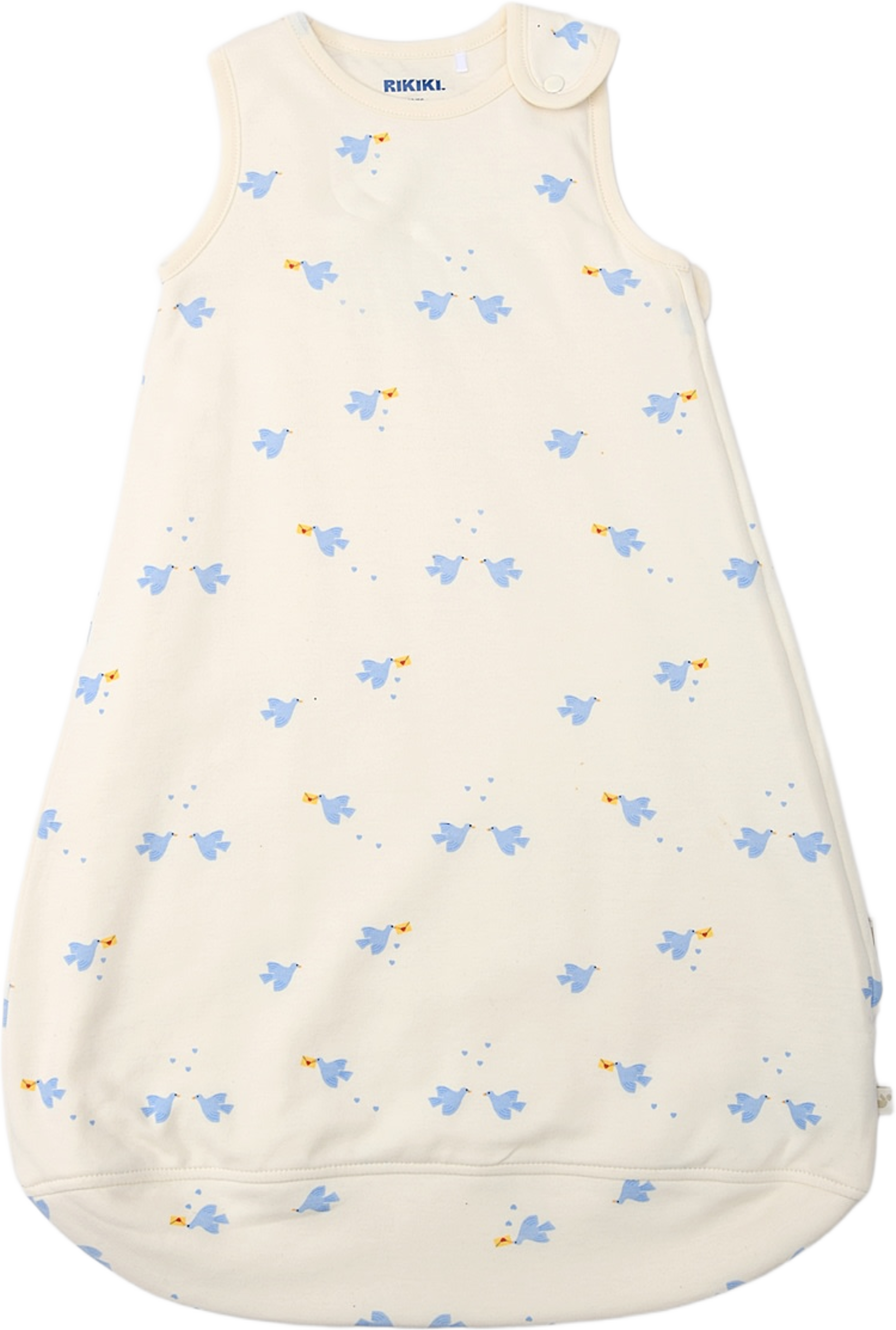 Vadderad sovpåse BON, från RIKIKI, i färgen Bird Print. Klicka för att öppna bilden i stort format