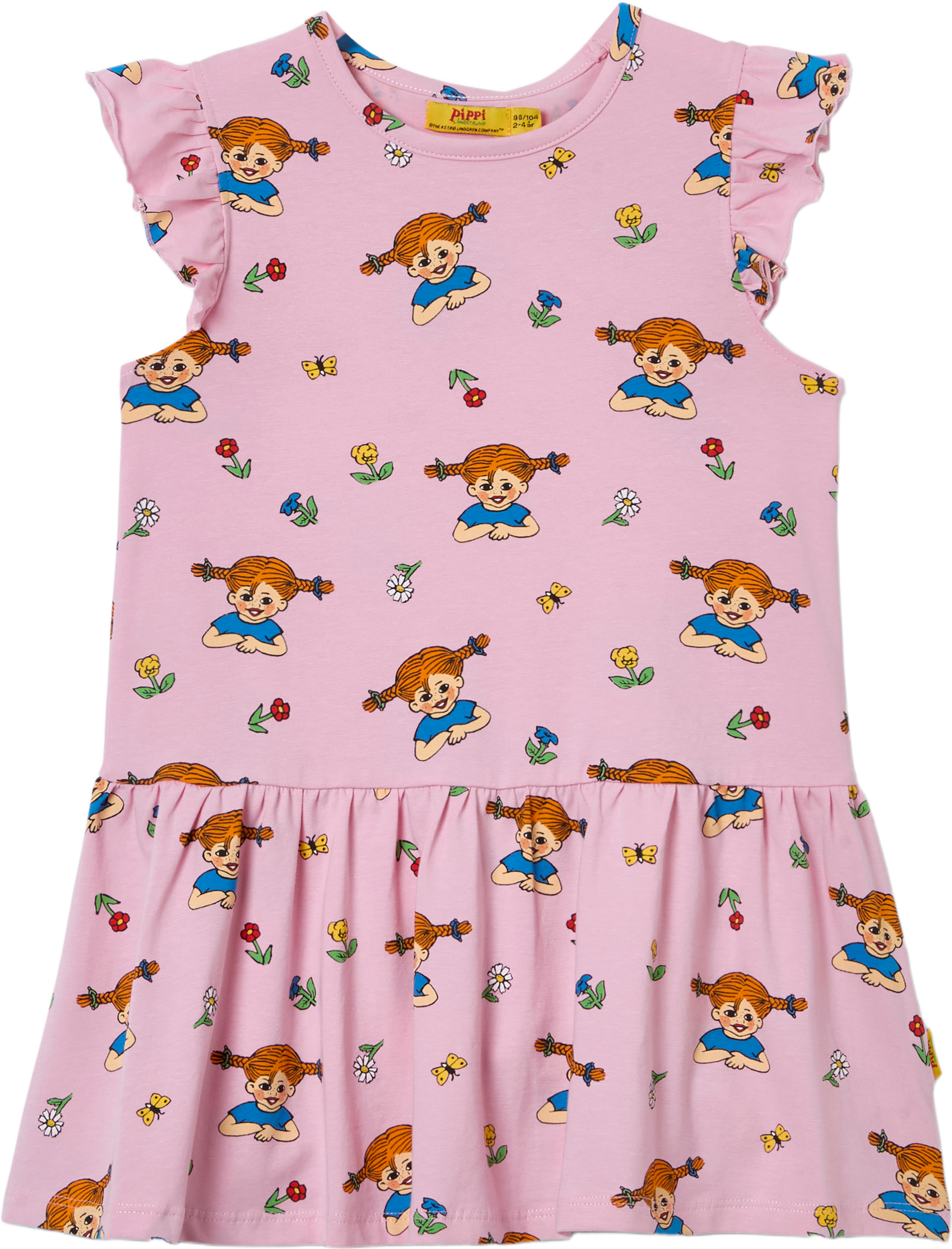 Pippi Långstrump-klänning ASTRID, från PIPPI, i färgen Pink Flower. Klicka för att öppna bilden i stort format