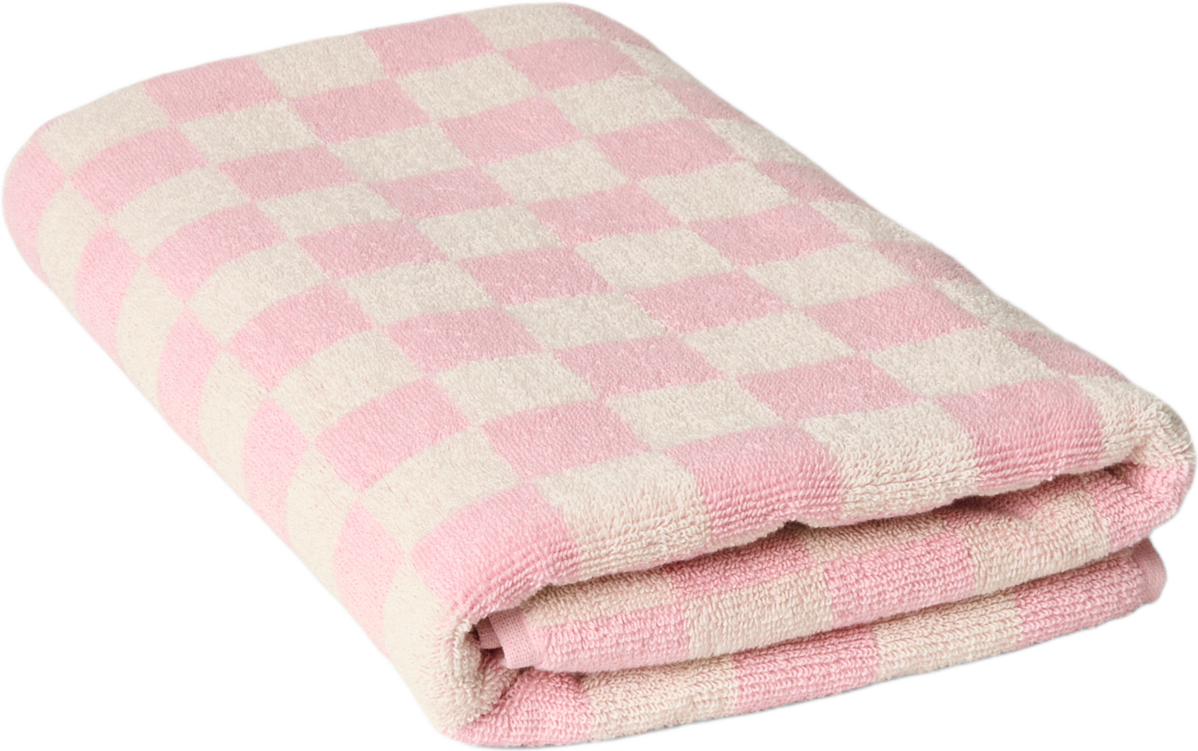 Rutig handduk JERKA 70x140 cm, från Åhléns Home, i färgen Pink Check. Klicka för att öppna bilden i stort format