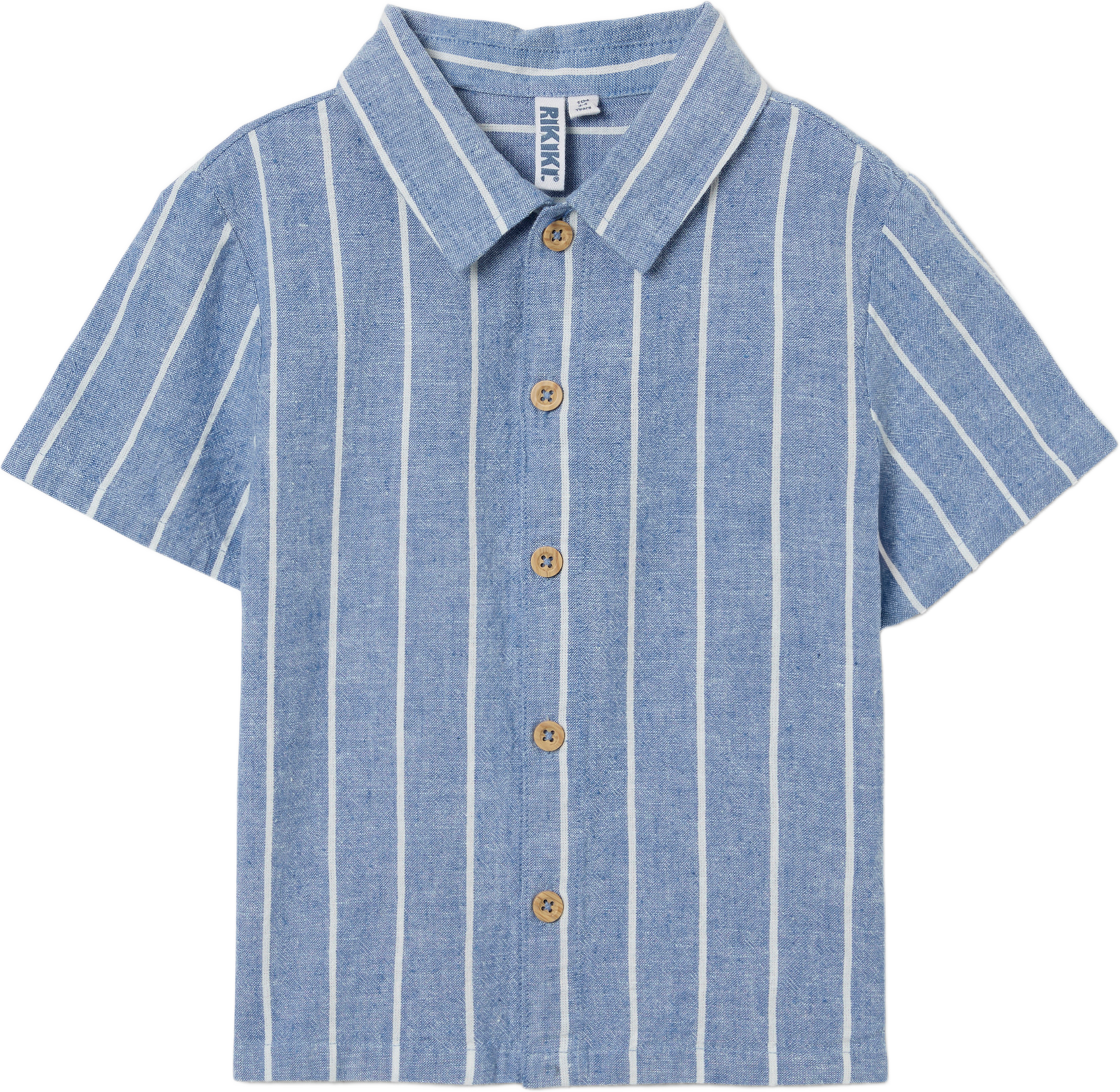 Randig skjorta i linnemix BEN, från RIKIKI, i färgen Blue/White Stripe. Klicka för att öppna bilden i stort format