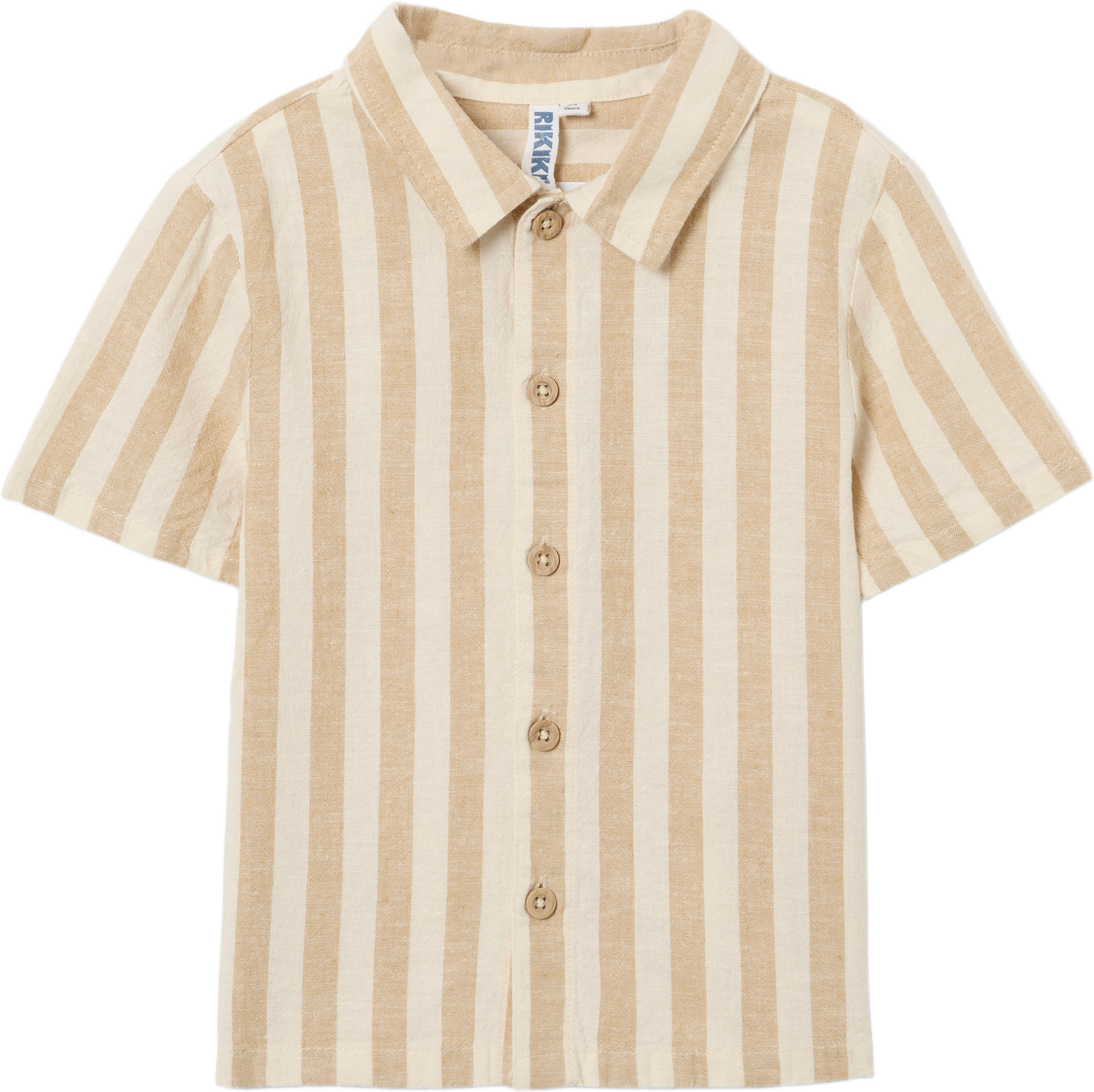 Randig skjorta i linnemix BEN, från RIKIKI, i färgen Beige/Off White. Klicka för att öppna bilden i stort format