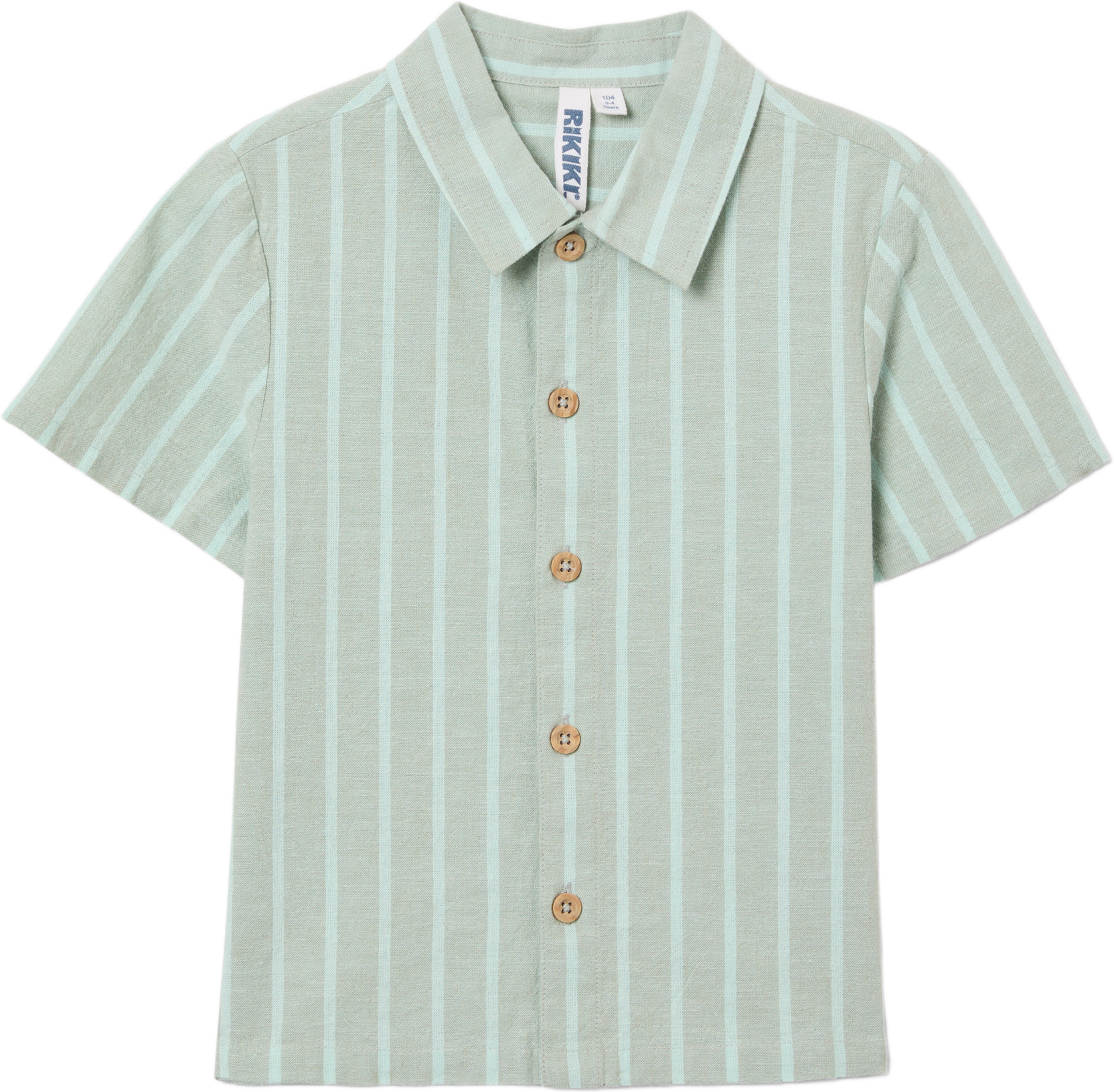 Randig skjorta i linnemix BEN, från RIKIKI, i färgen Green/Blue Stripes. Klicka för att öppna bilden i stort format