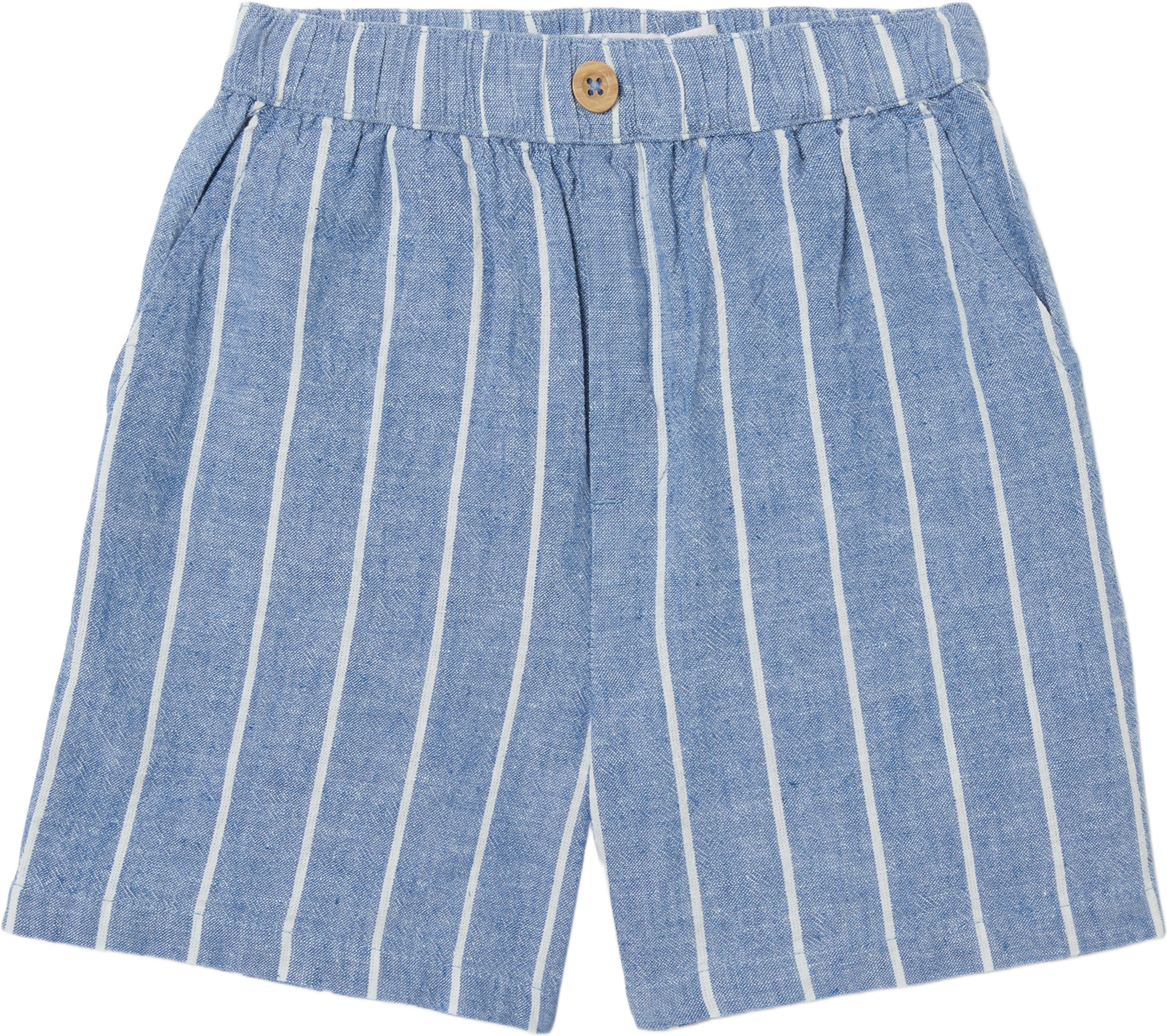 Randiga shorts i linnemix SIGGE, från RIKIKI, i färgen Blue/White Stripe. Klicka för att öppna bilden i stort format