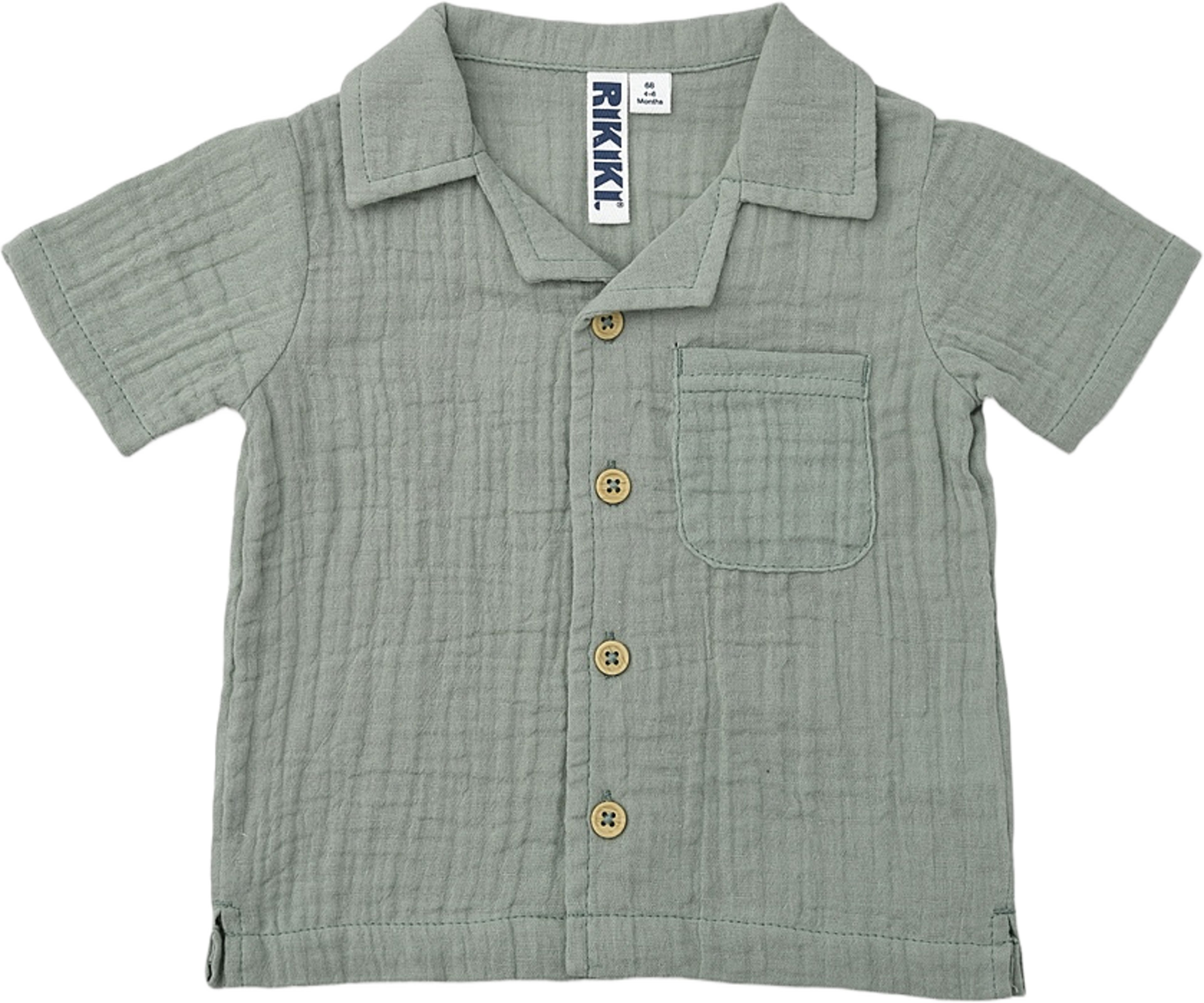 Krinklad babyskjorta CLARK, från RIKIKI, i färgen Green. Klicka för att öppna bilden i stort format