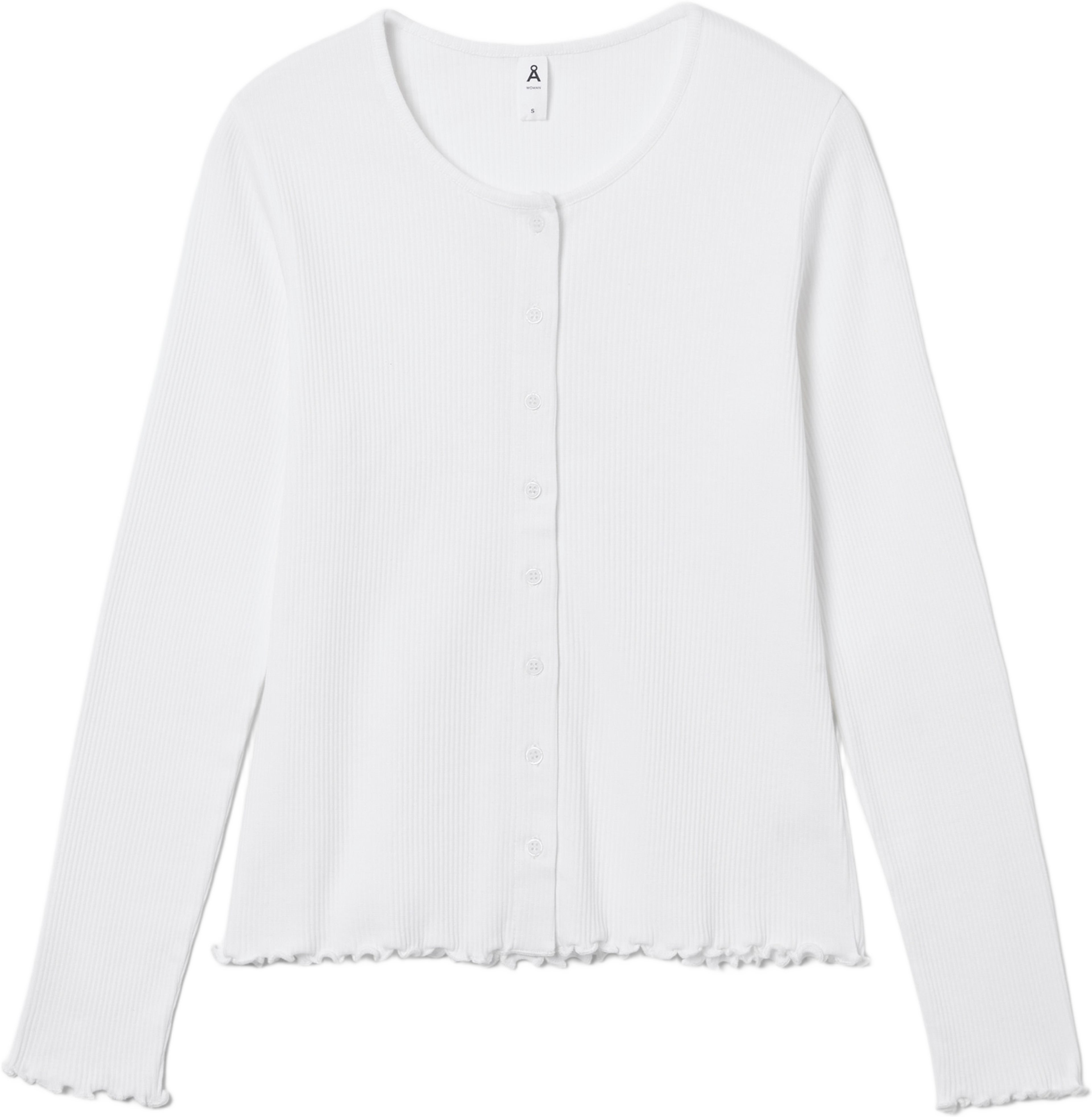 Ribbad cardigan TILLY, från Å WOMAN, i färgen White. Klicka för att öppna bilden i stort format