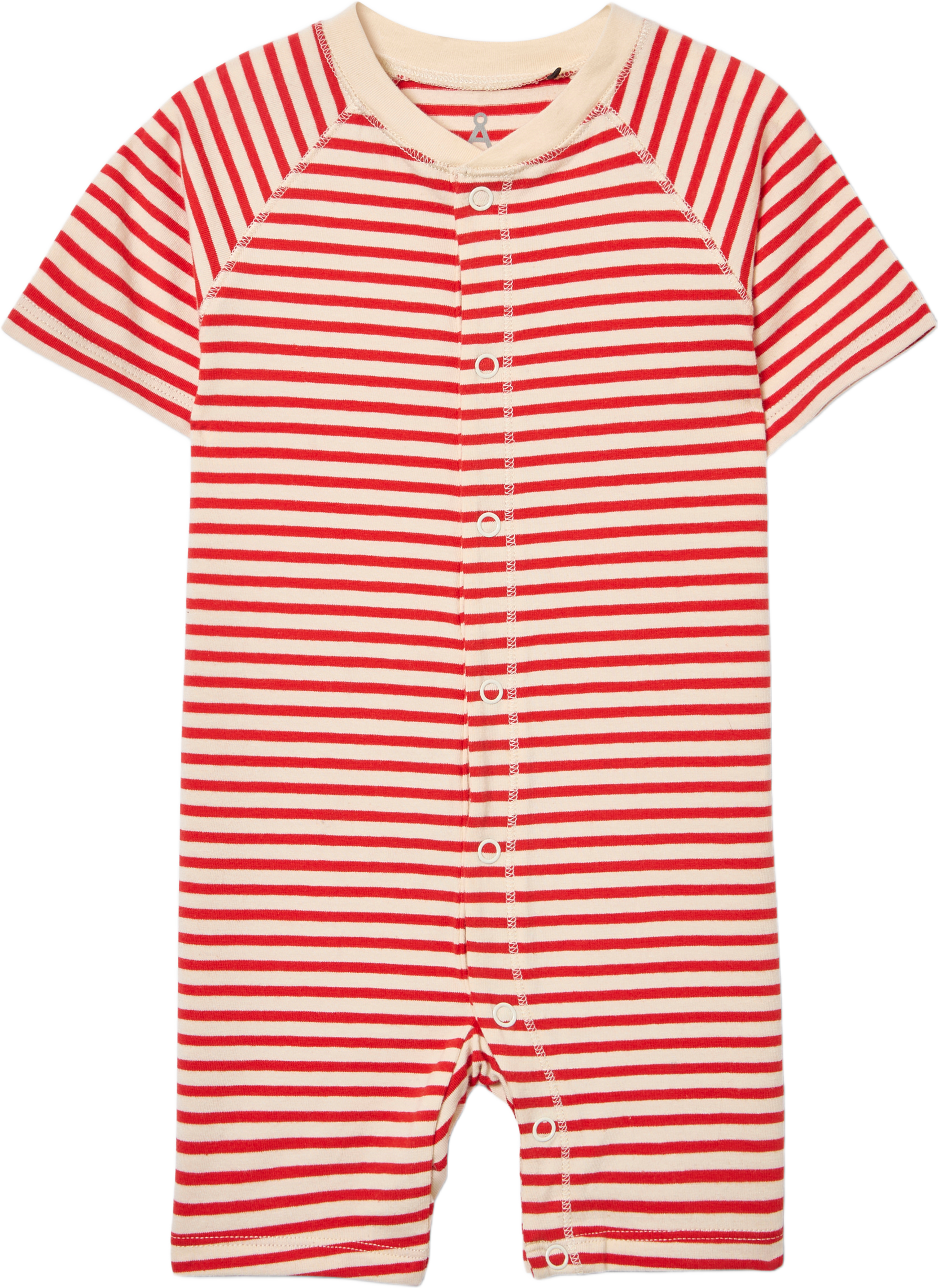 Kortärmad pyjamas WIND, från Å KIDS, i färgen Red Stripe. Klicka för att öppna bilden i stort format