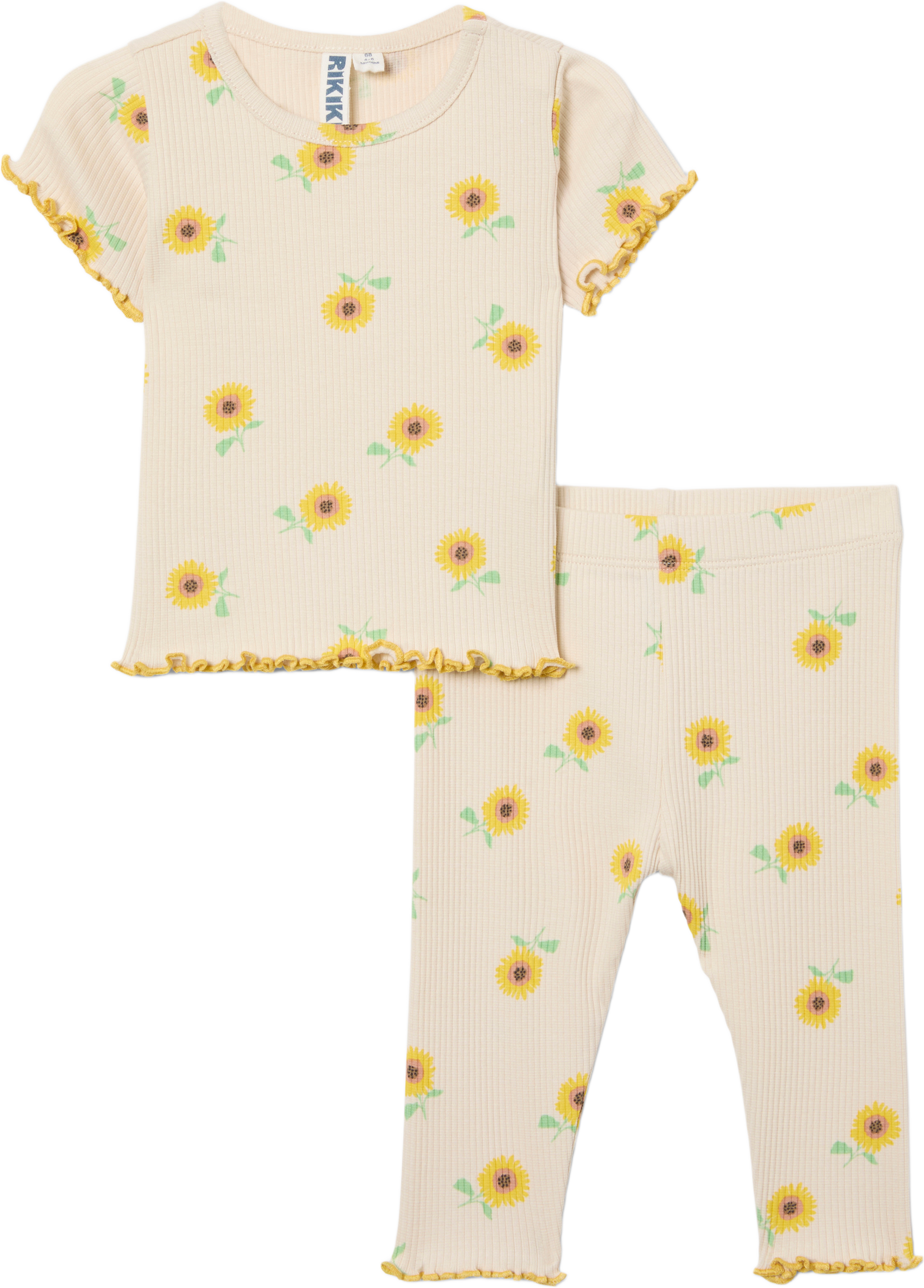 Ribbat set i ekologisk bomull ROSE, från RIKIKI, i färgen Sunflower. Klicka för att öppna bilden i stort format