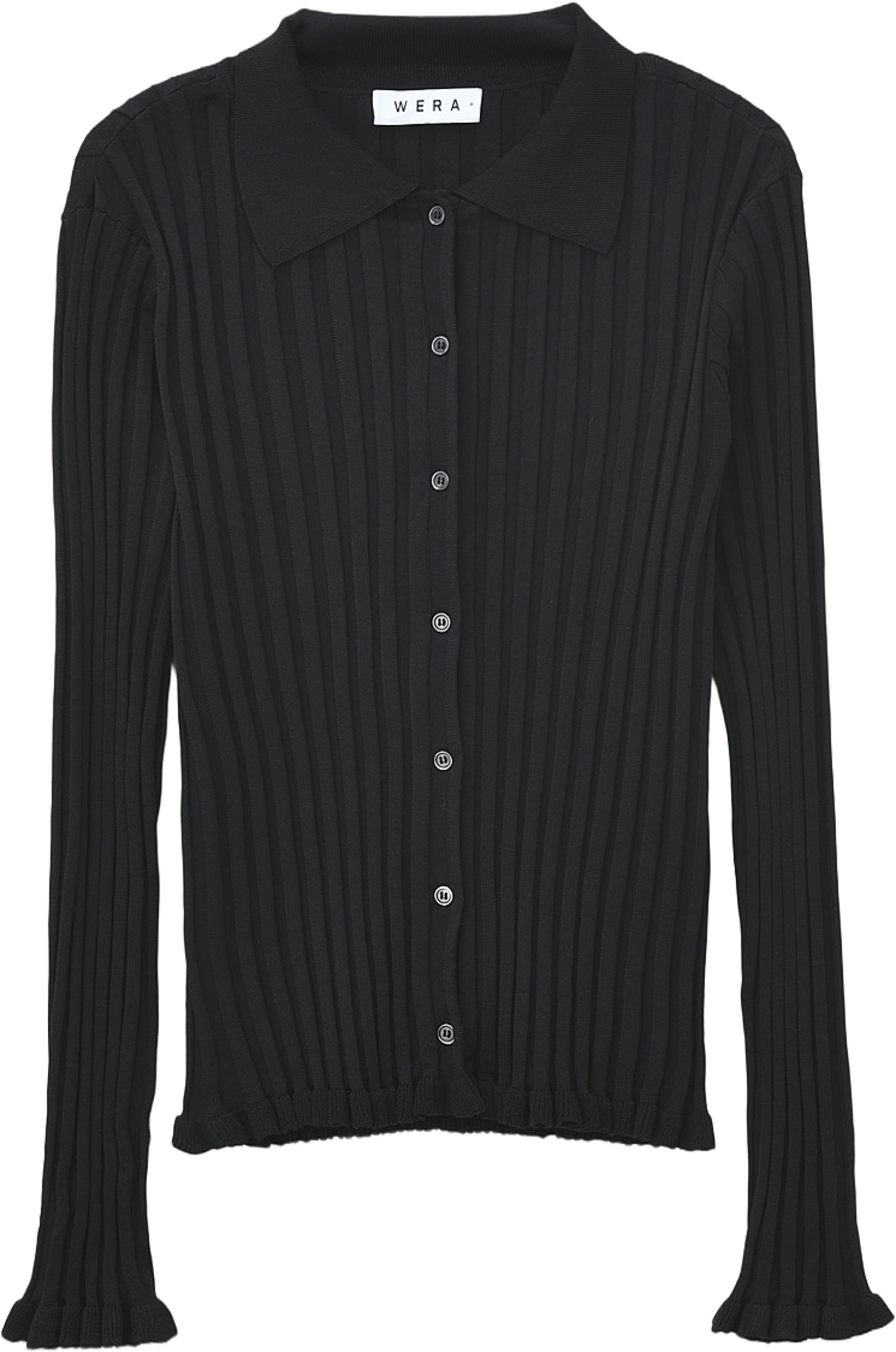 Ribbad cardigan DITTE, från Wera, i färgen Black. Klicka för att öppna bilden i stort format