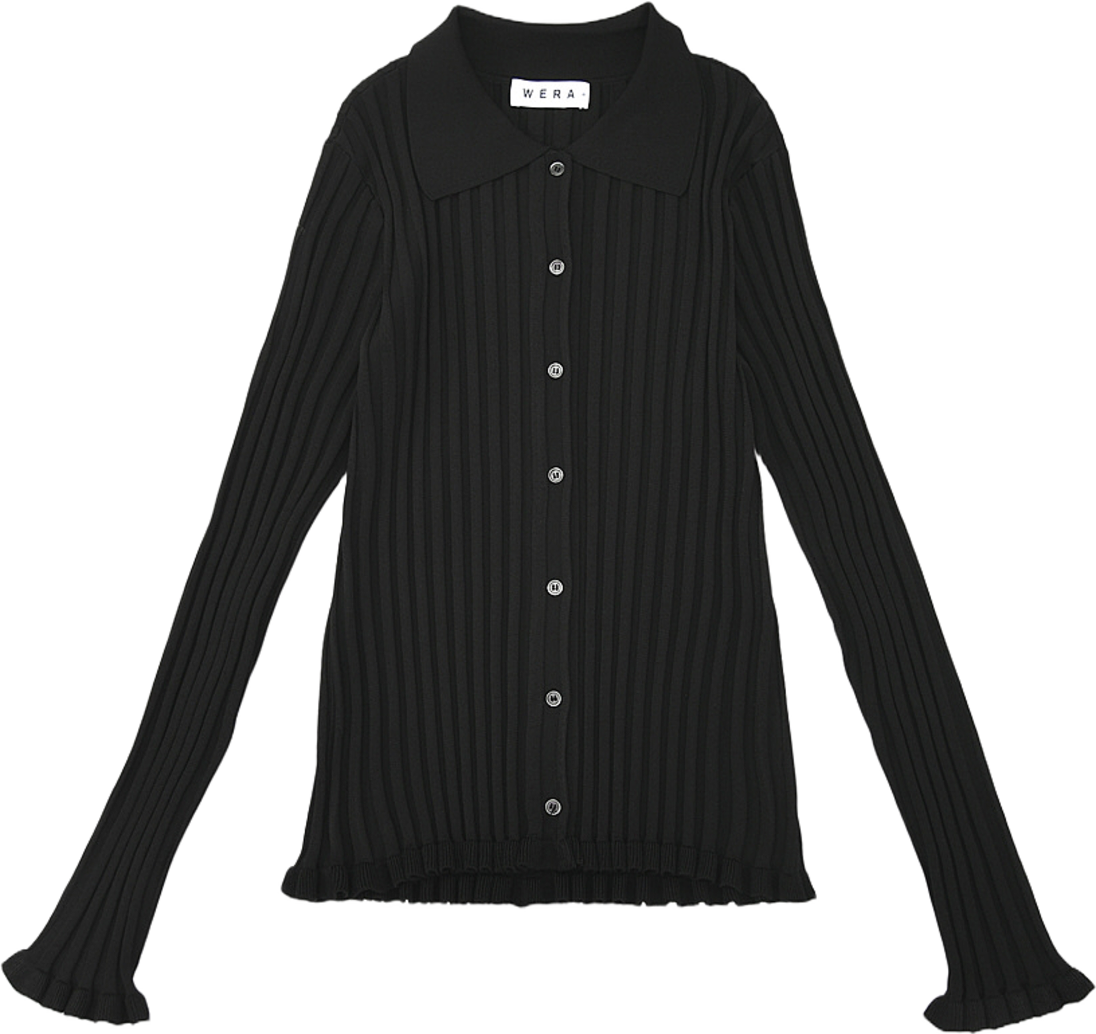 Ribbad cardigan DITTE, från Wera, i färgen Black. Klicka för att öppna bilden i stort format