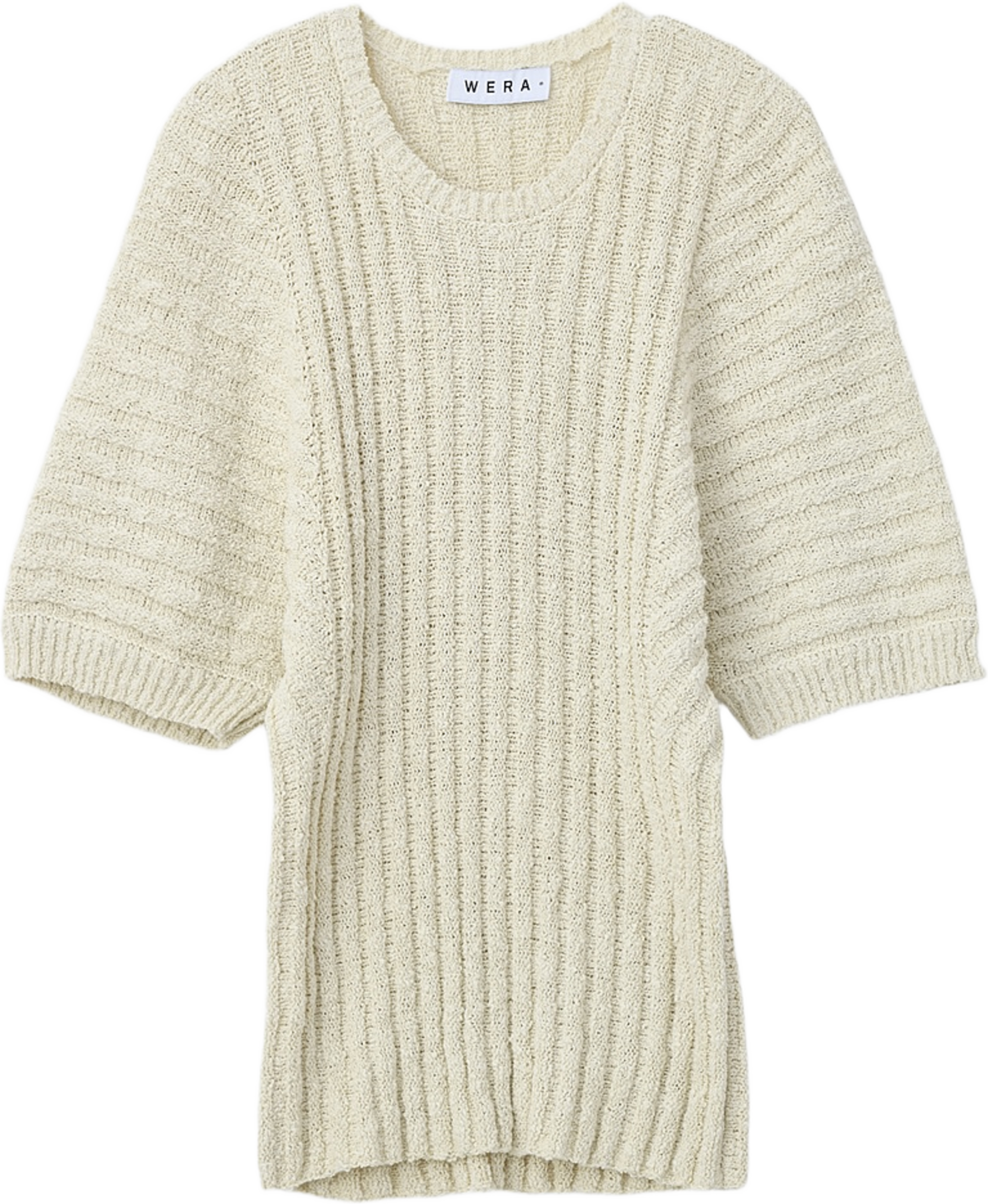 Ribbstickad jumper HONEY bouclé, från Wera, i färgen Beige. Klicka för att öppna bilden i stort format