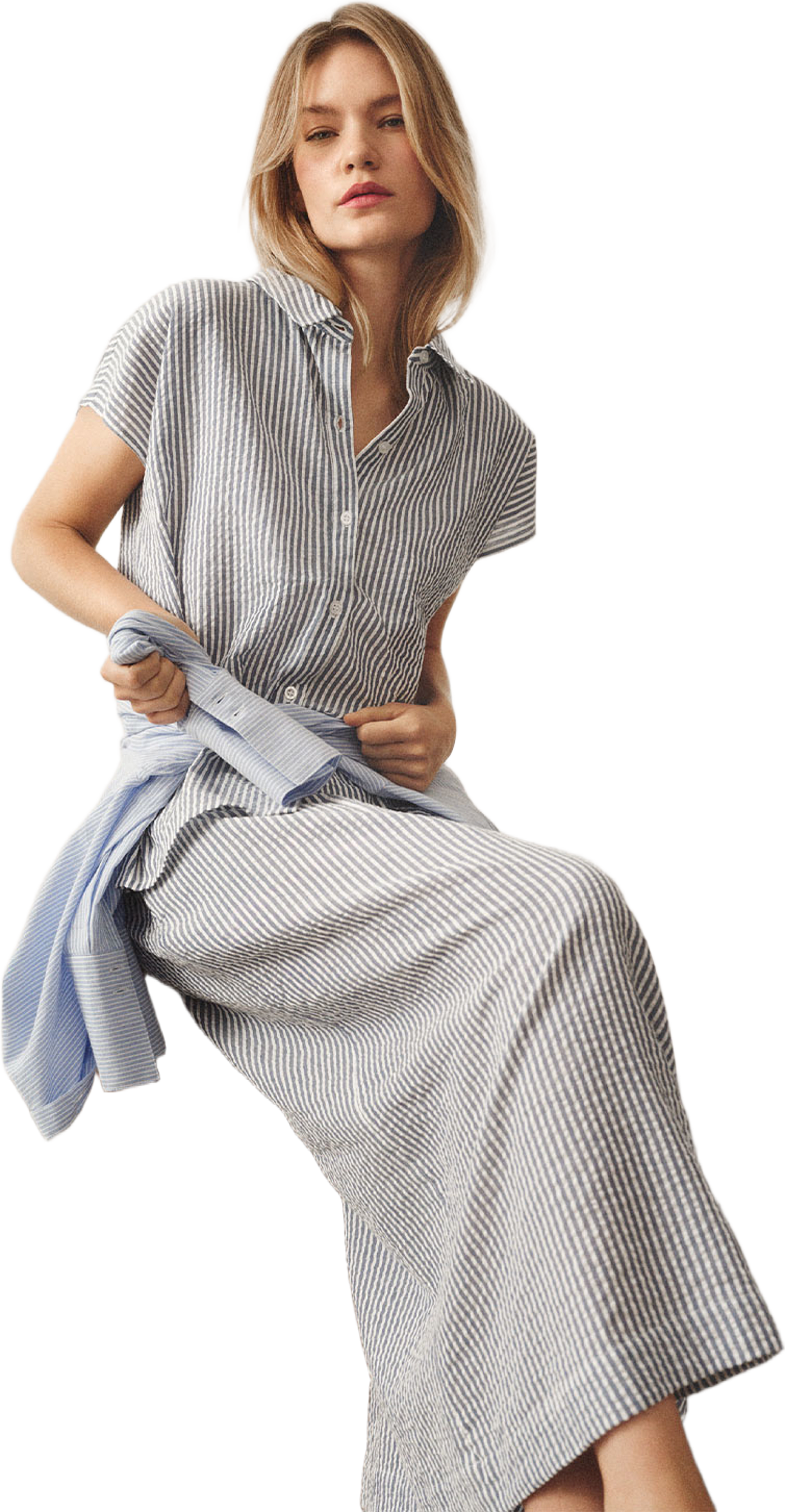 Kjol i bäckebölja FILIPPA, från Å WOMAN, i färgen Blue Stripe. Klicka för att öppna bilden i stort format