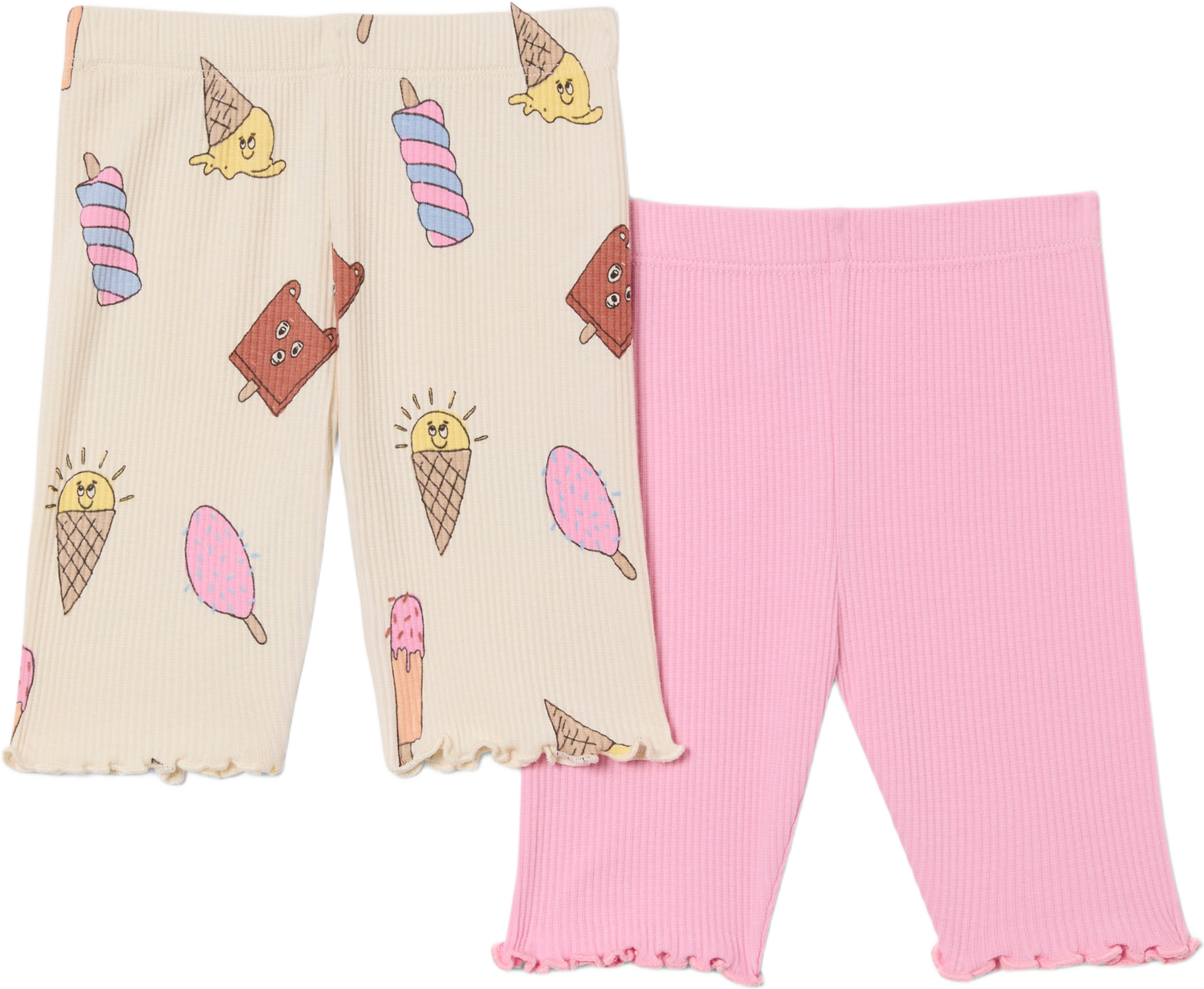 Ribbade cykelbyxor SARA, 2-pack, från RIKIKI, i färgen Ice Cream. Klicka för att öppna bilden i stort format