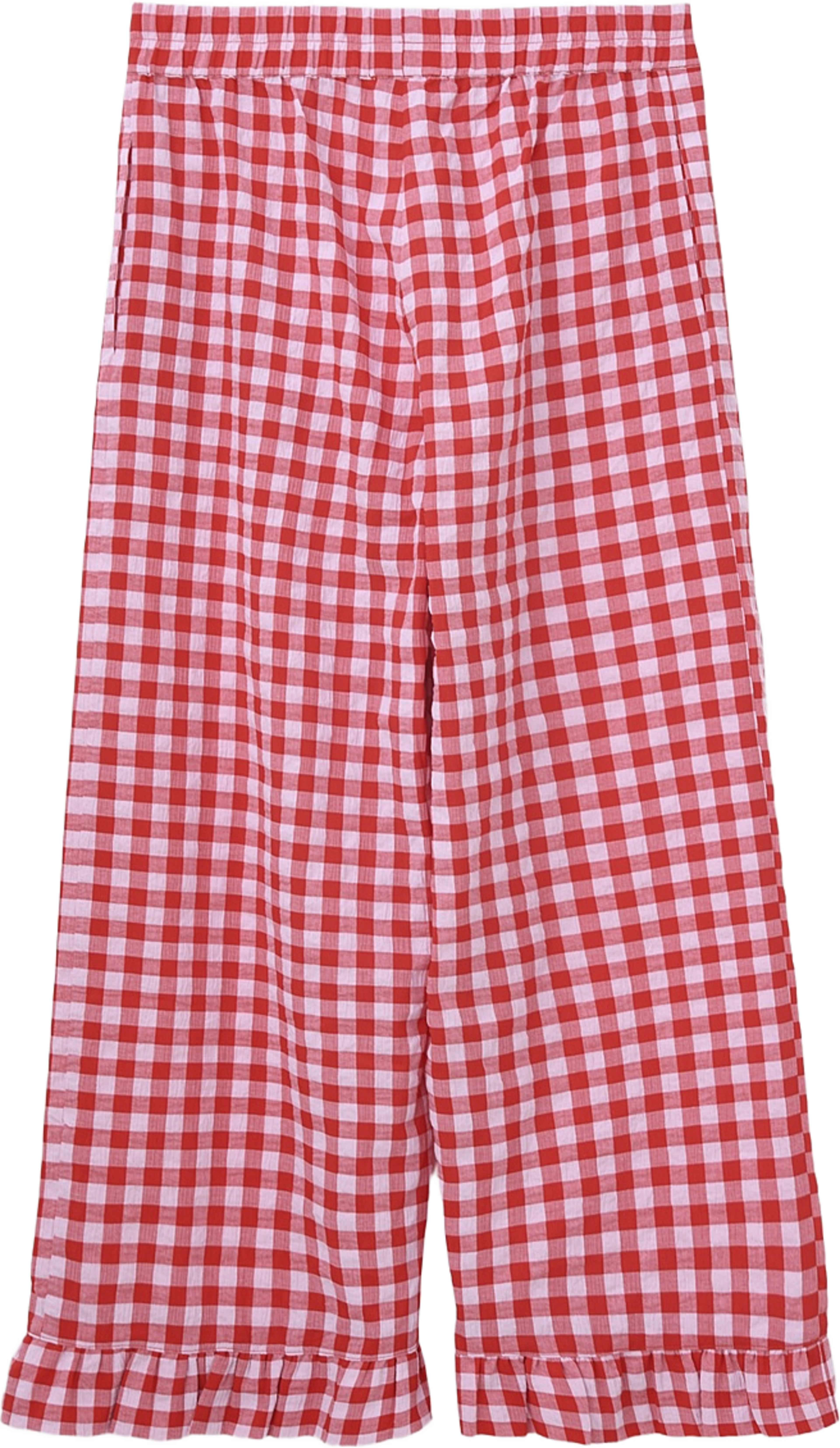 Croppade byxor MAGNOLIA, från Carin Wester, i färgen Red Check. Klicka för att öppna bilden i stort format