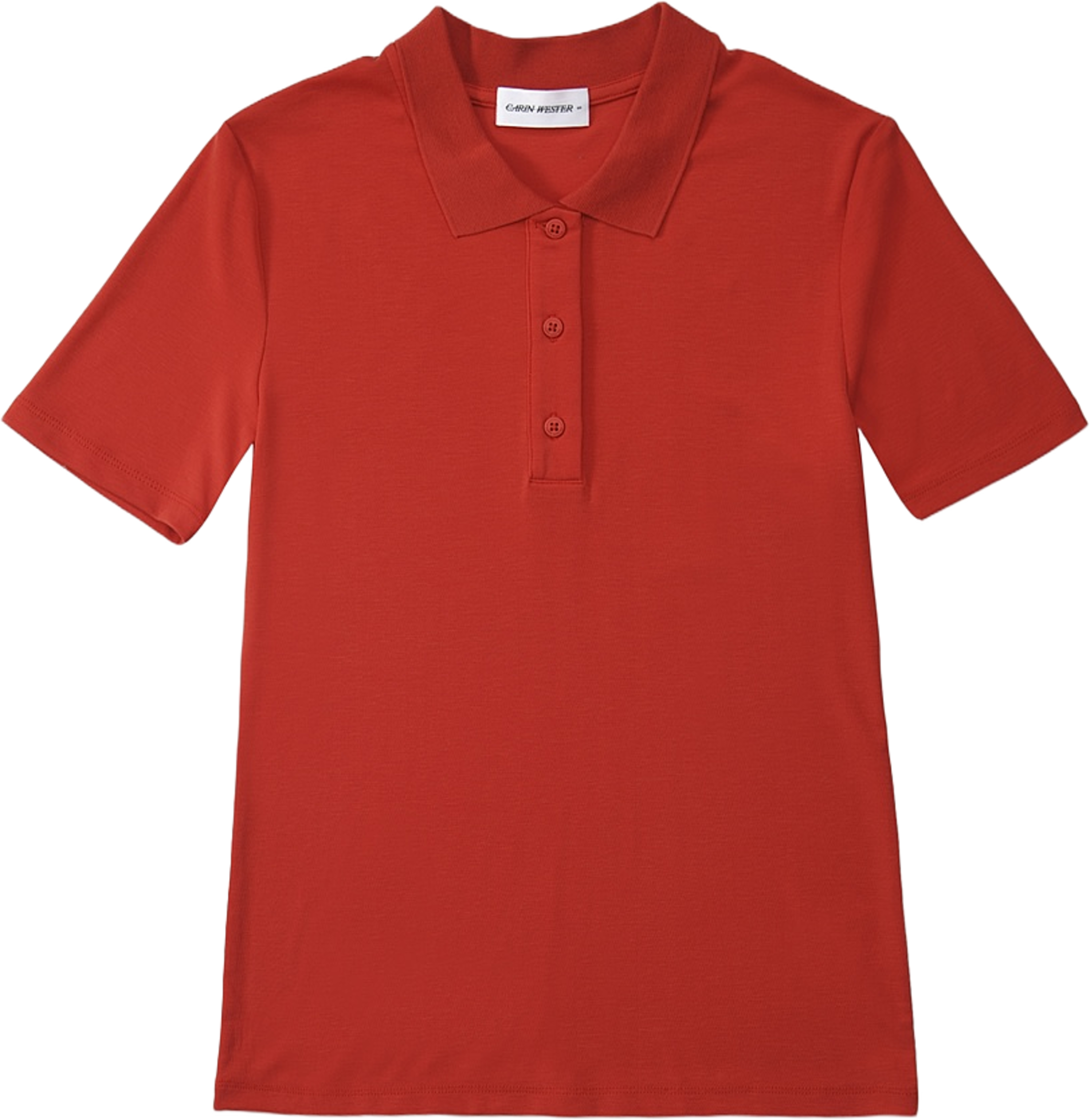 Pikétröja i lyocell IZMA, från Carin Wester, i färgen Rust Red. Klicka för att öppna bilden i stort format