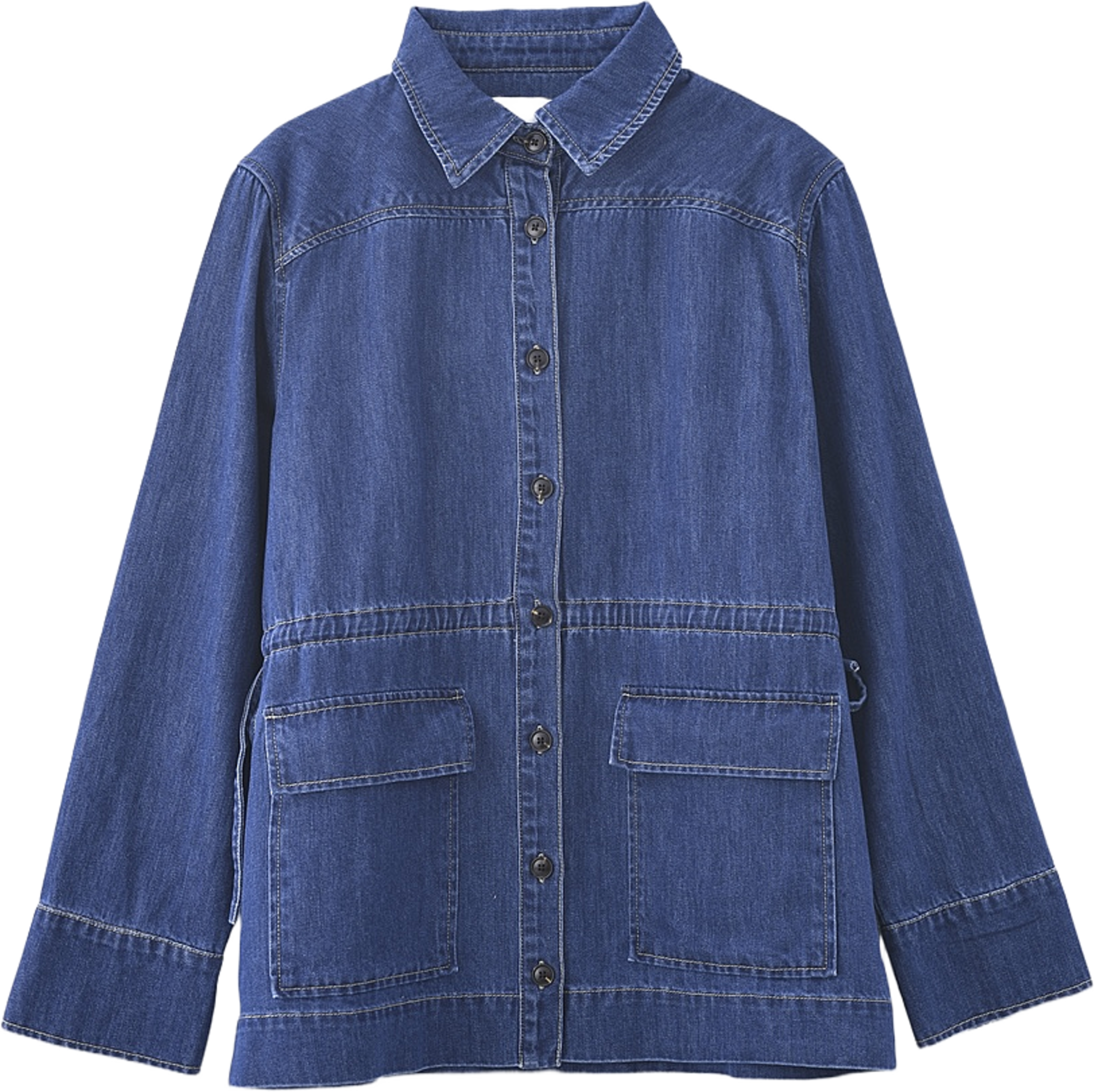 Jeansjacka med dragsko EWELINE, från Carin Wester, i färgen Mid Blue. Klicka för att öppna bilden i stort format