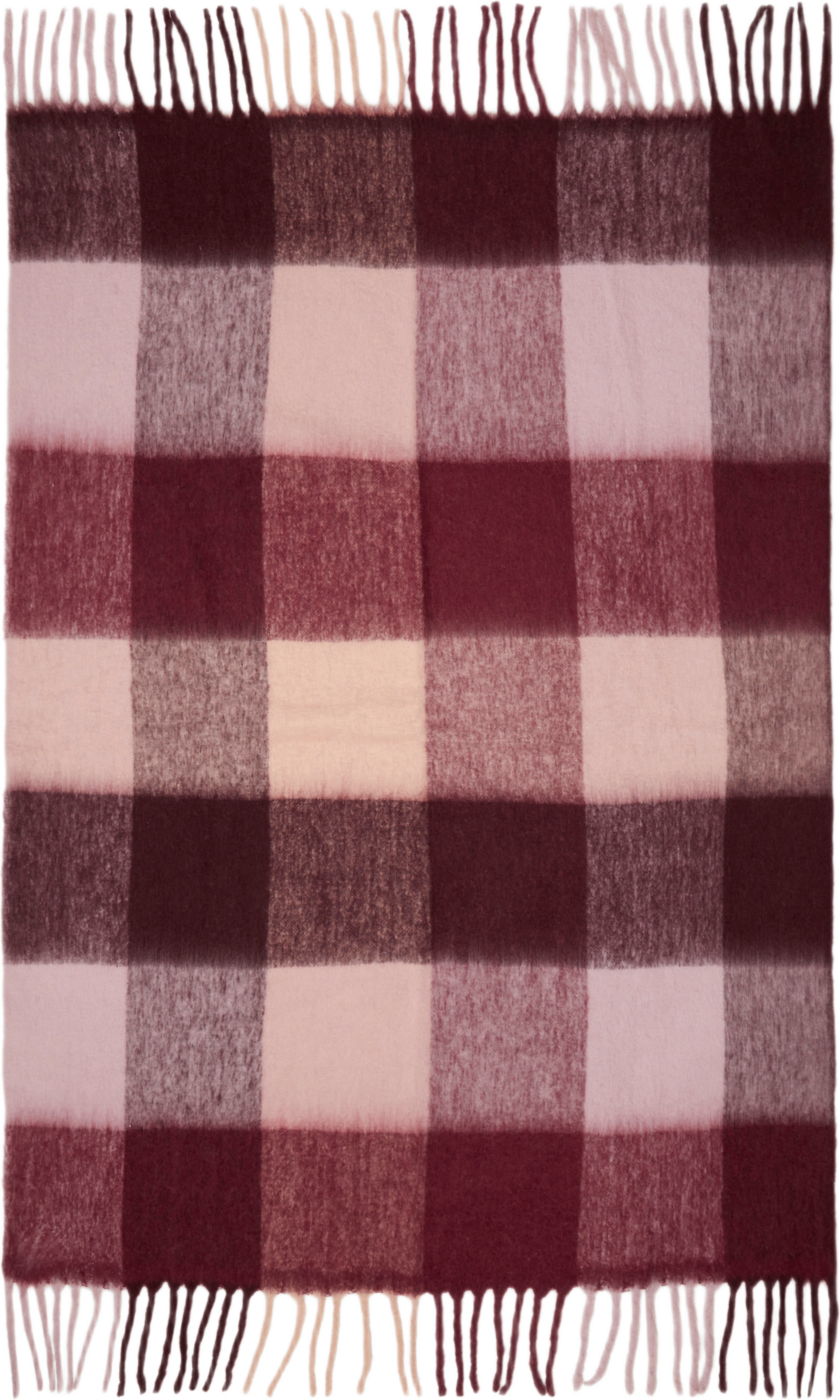 Rutig pläd i ullmix WOLFIE 130x170 cm, från Åhléns Home, i färgen Multi Pink/Burgundy. Klicka för att öppna bilden i stort format