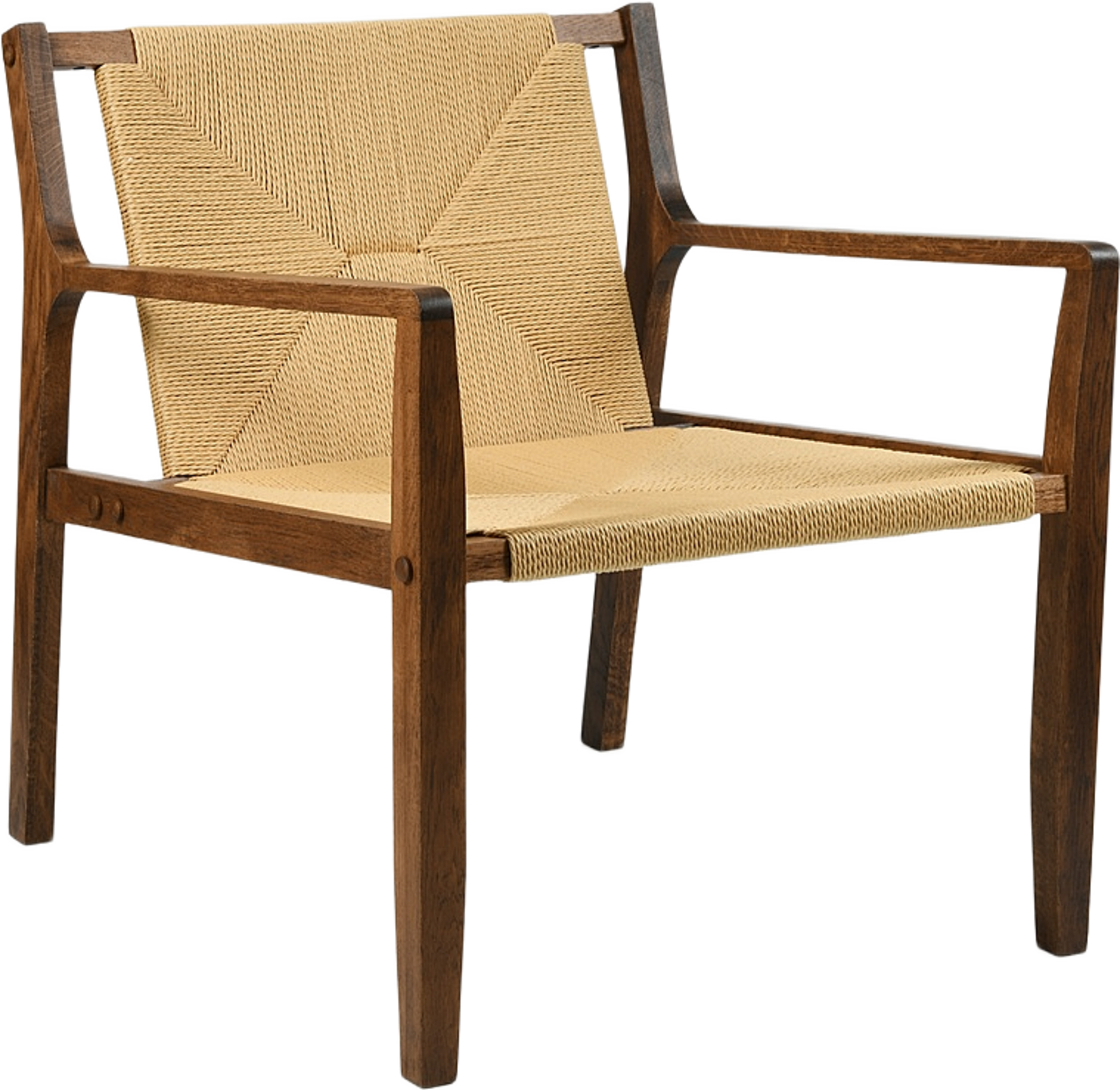 Loungefåtölj med flätad sits ALMA, från Åhléns Home, i färgen Dk Wood. Klicka för att öppna bilden i stort format